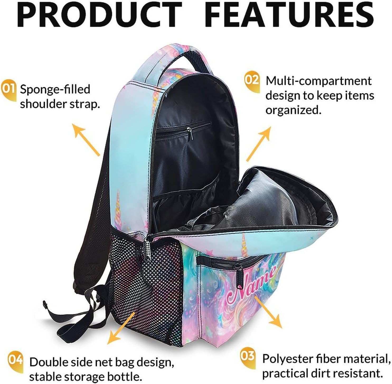 Personalized School Backpack for Kids Girls, 17 Inch Unicorn Backpack for Children Girls Age 6-8, Custom Pink Lightweight School Bag for Preschool, Primary, Kindergarten
