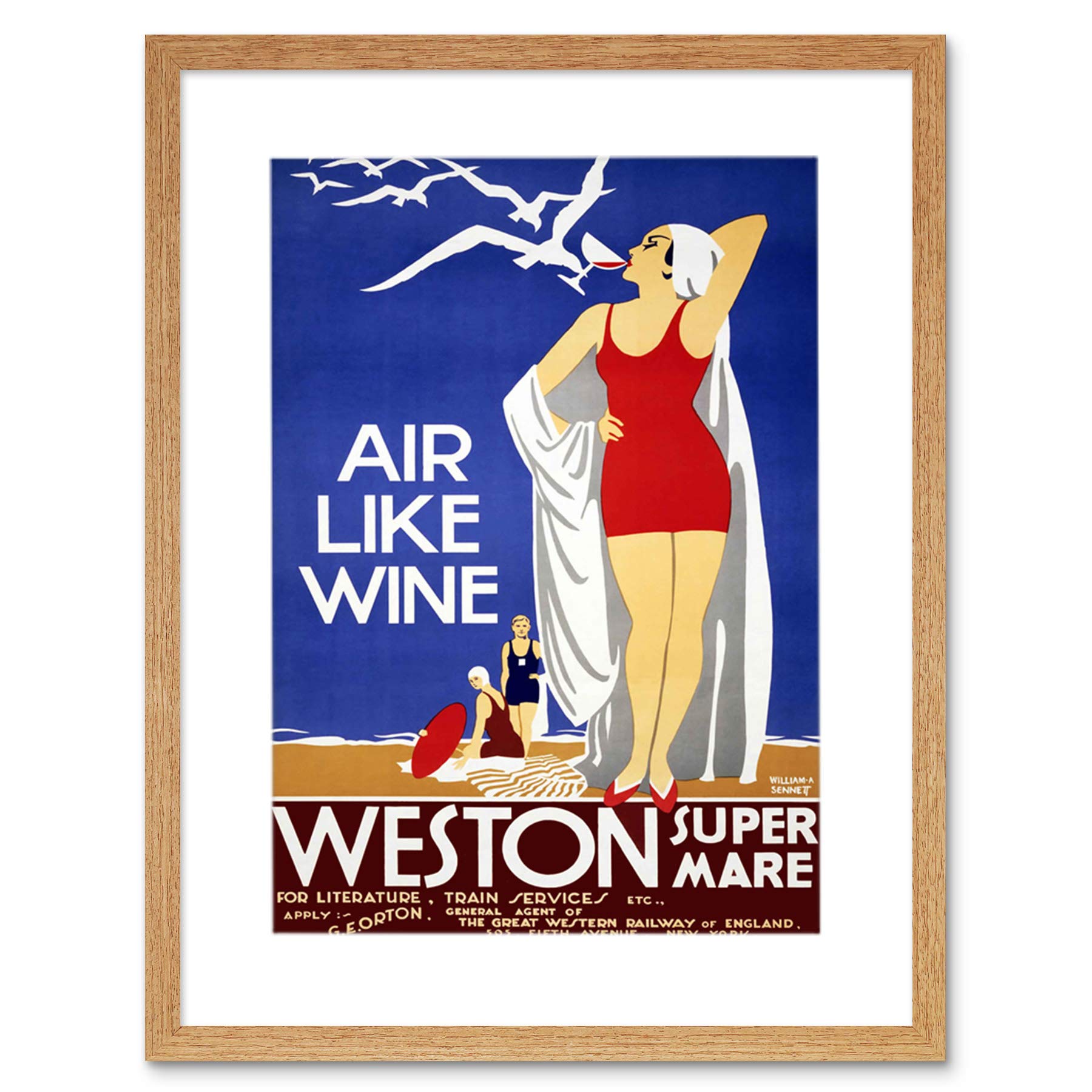 Wee Blue Coo Travel Weston Super Mare Gwr Railway Uk Ad Framed Art Print Picture F12X1469