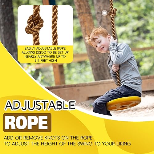 Miniatura 3 de ZNCMRR Columpio de árbol para niños, accesorios de cuerda de escalada para niños con asiento de disco, columpios de cuerda para árbol de disco para