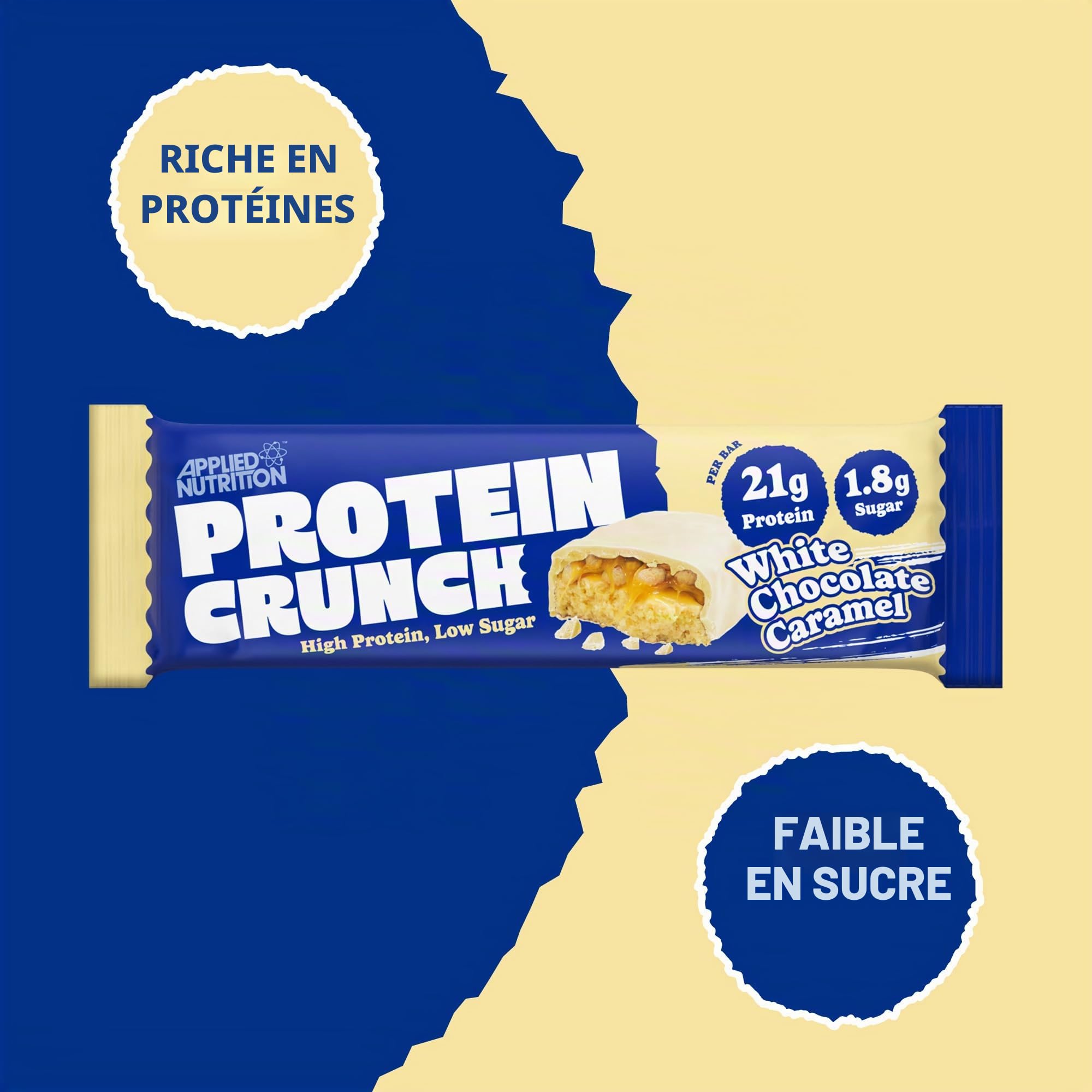Applied Nutrition Protein Crunch, Chocolat Blanc, Caramel, 12 x 62g