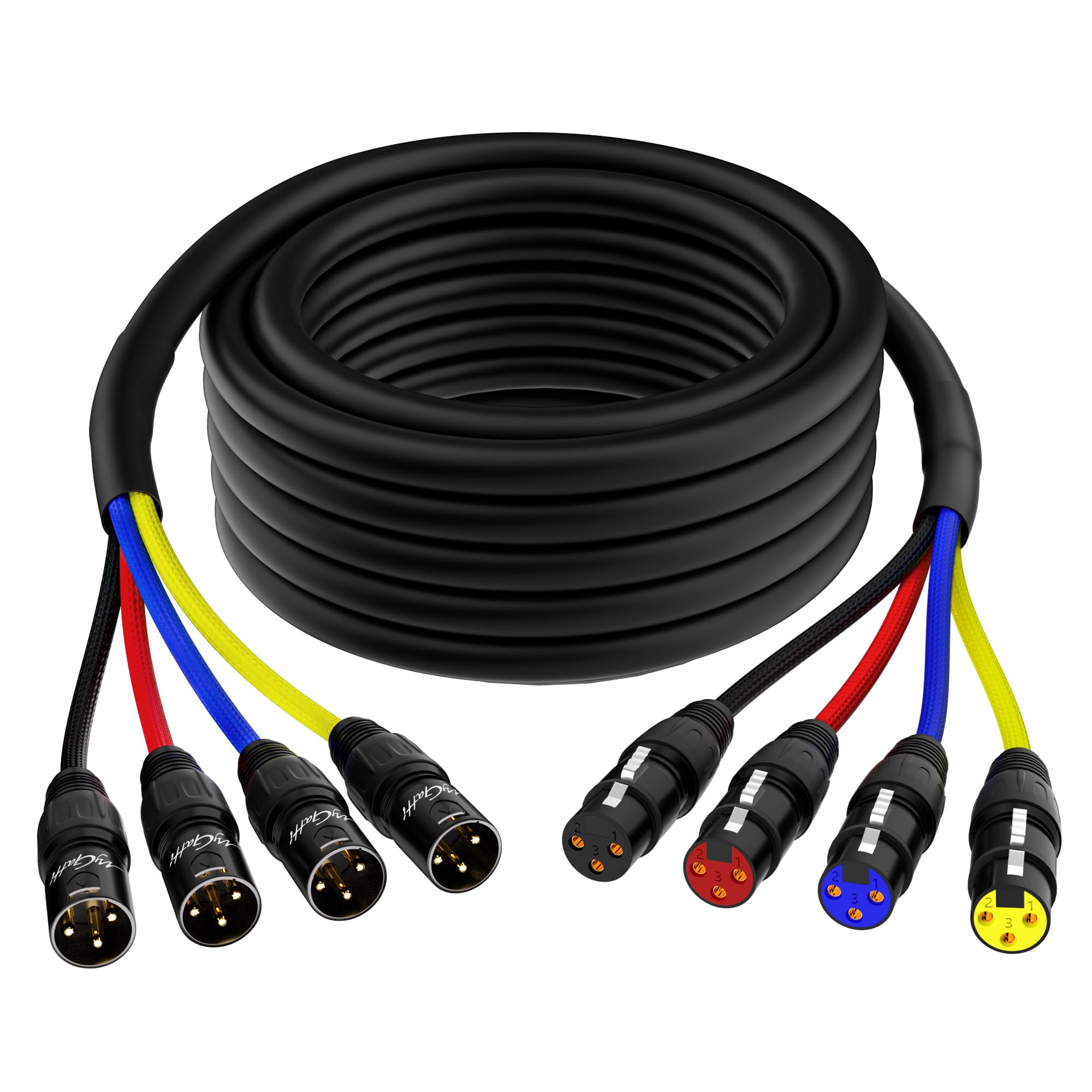 Mygatti 4-Channel XLR Snake Cables 10FT, 4 Colored XLR Male to