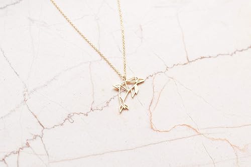 Miniatura 7 de La Menagerie Delfín oro Origami Joyería y collar geométrico dorado Collar de oro chapado en 18 quilates y collares de delfín para mujer Collar de