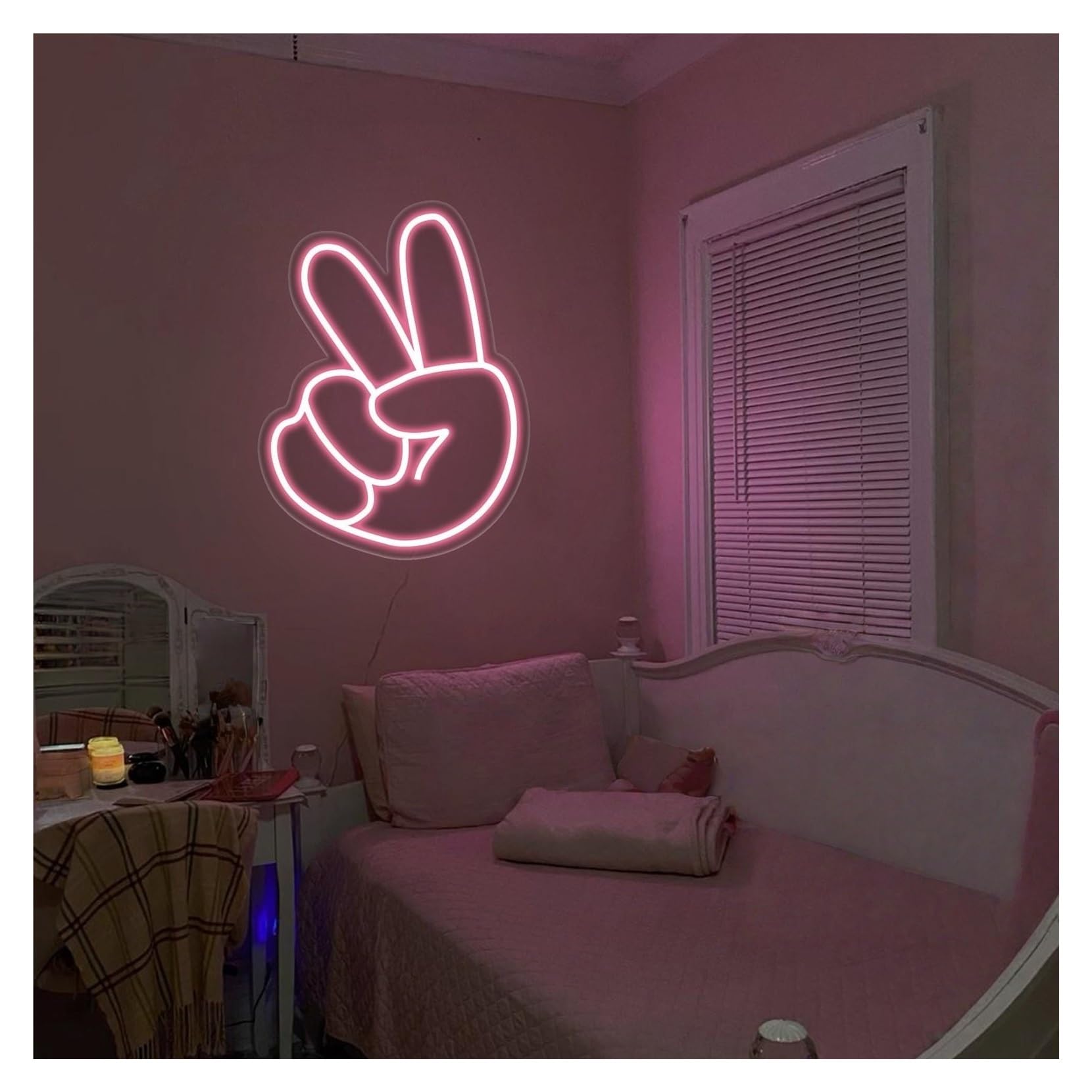 RONGCH Hanging Art Signs Victory Gesture Neon Sign,Suitable for Cafe Candy Store Wall Decor with Dimmable 31cmx40cm(A)