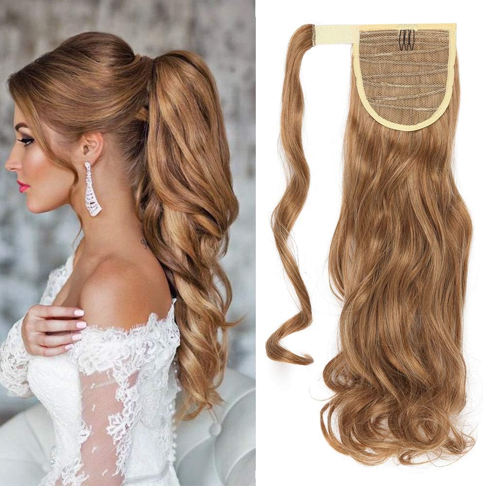 17″ Hairpiece Ponytail Clip In Hair Extensions Curly Wavy One Piece