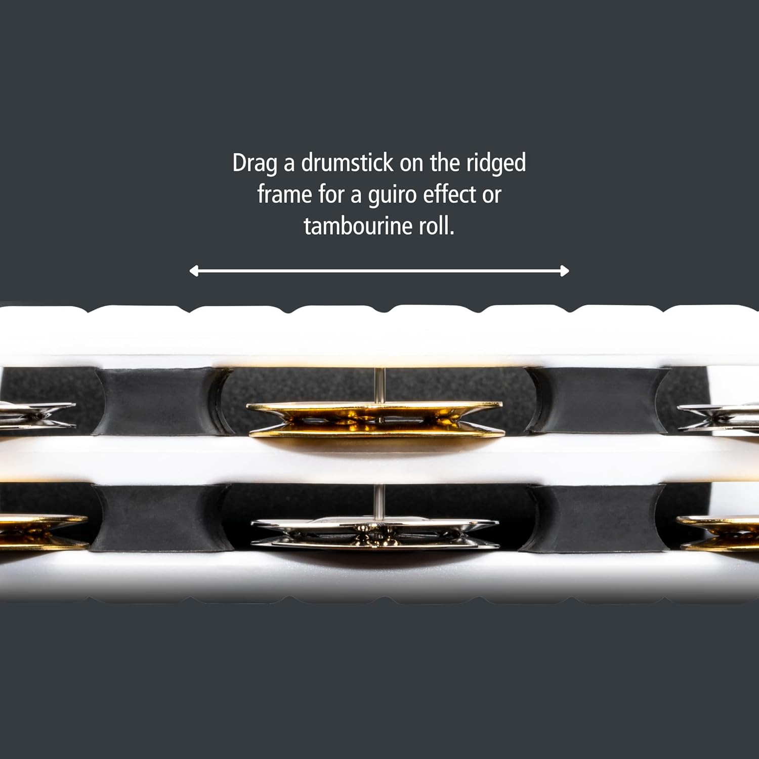 Tambourine for Adults, Traditional Handheld Musical Instrument — NOT MADE IN CHINA — Mixed Jingles, Synthetic Frame