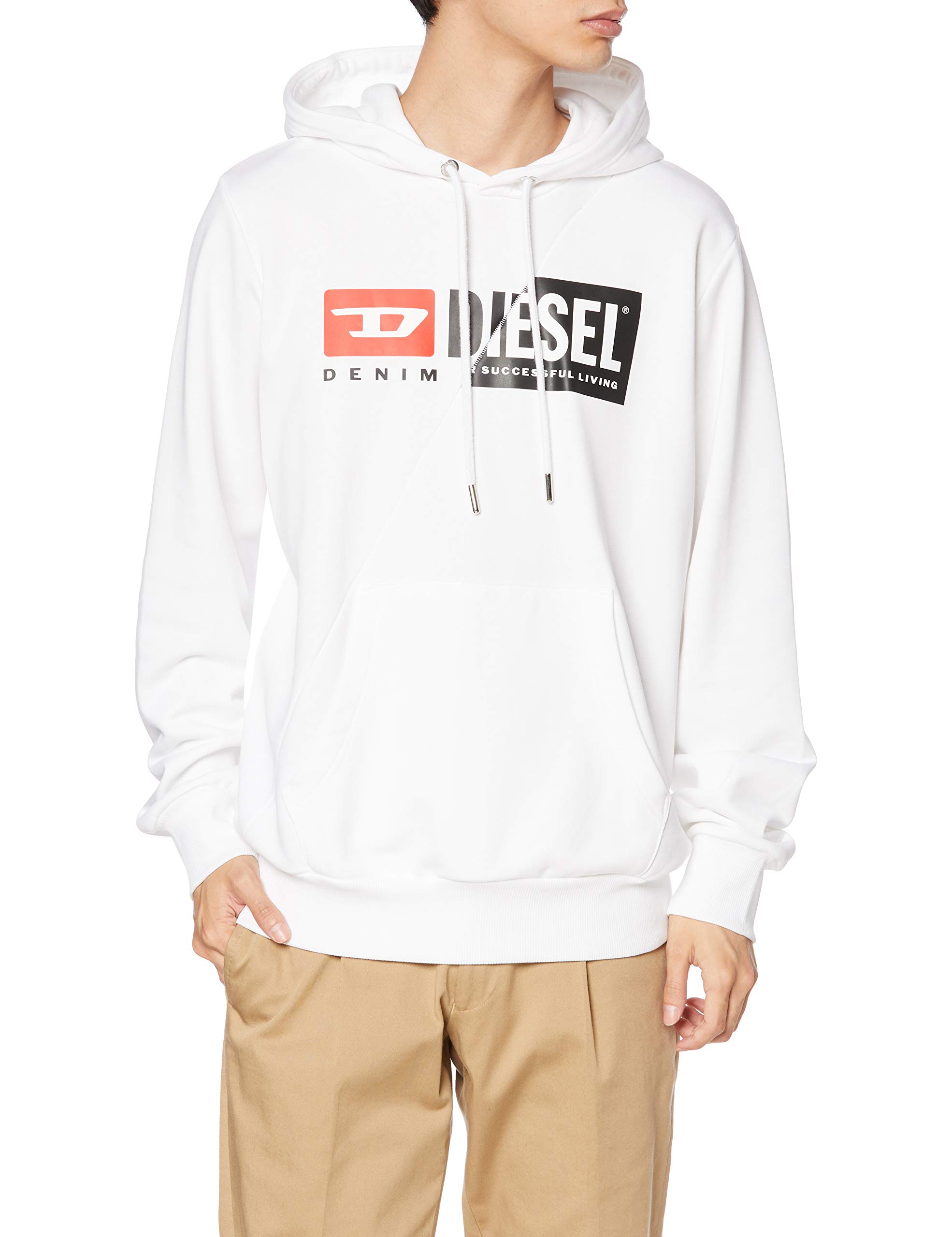Diesel Men's Logo Convertible Sweatshirt Hoodie - Regular Fit, Novelty Switching Design