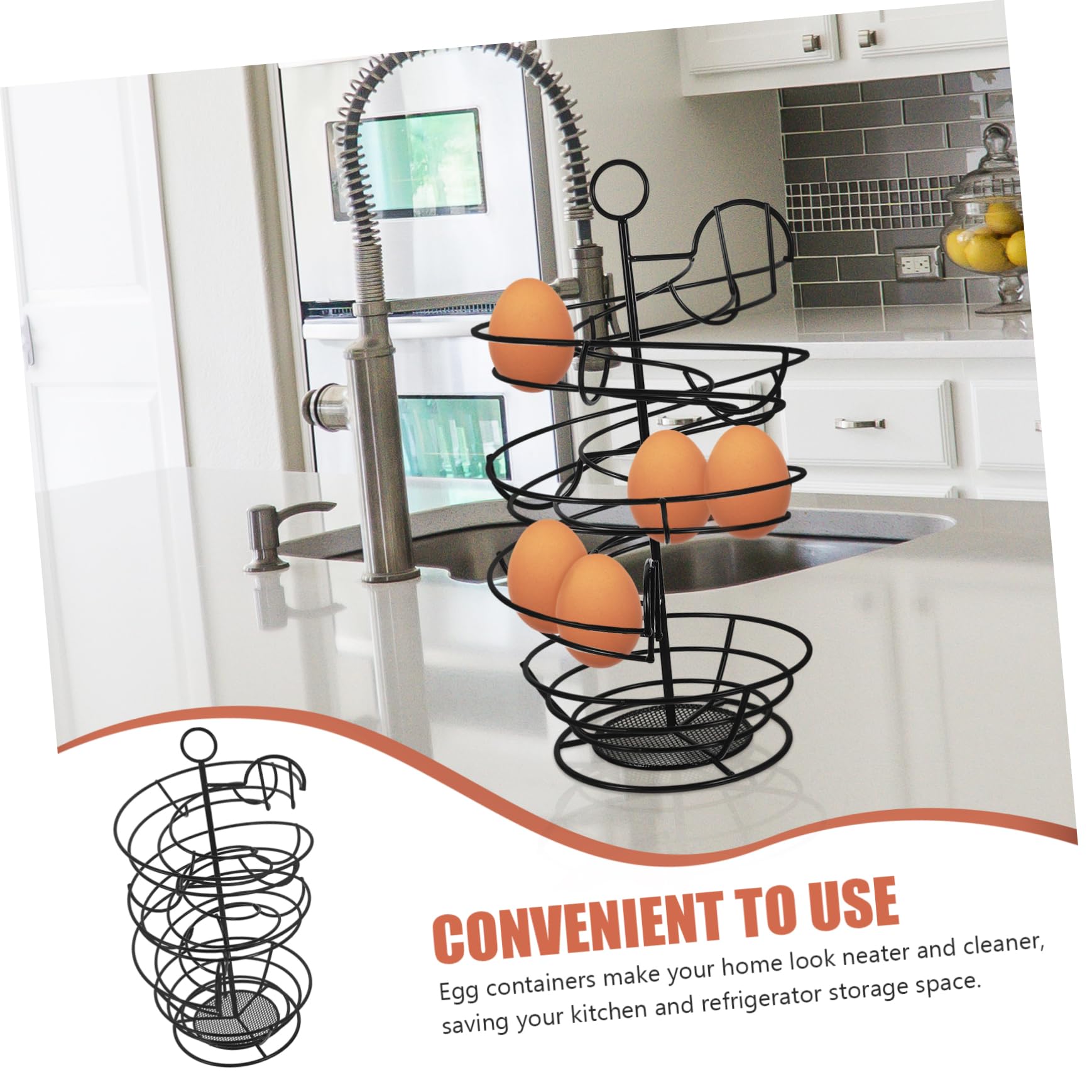 COLLBATH Soporte Metálico para Huevos Diseño Espiral Organizador De Almacenamiento para Cocina Huevera Decorativa y Funcional Ahorra Espacio La Nevera