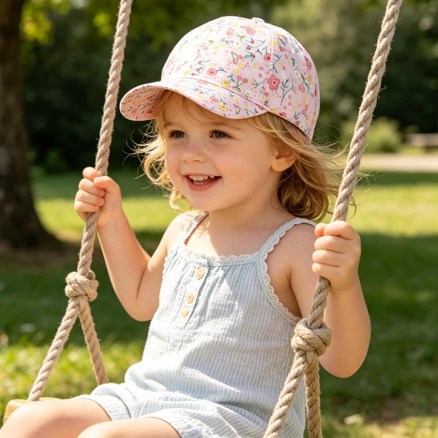 Kids Girls Floral Baseball Cap Adjustable Outdoor Sun Hat Trucker Hats for Toddler Boys Girls 3-6 Years