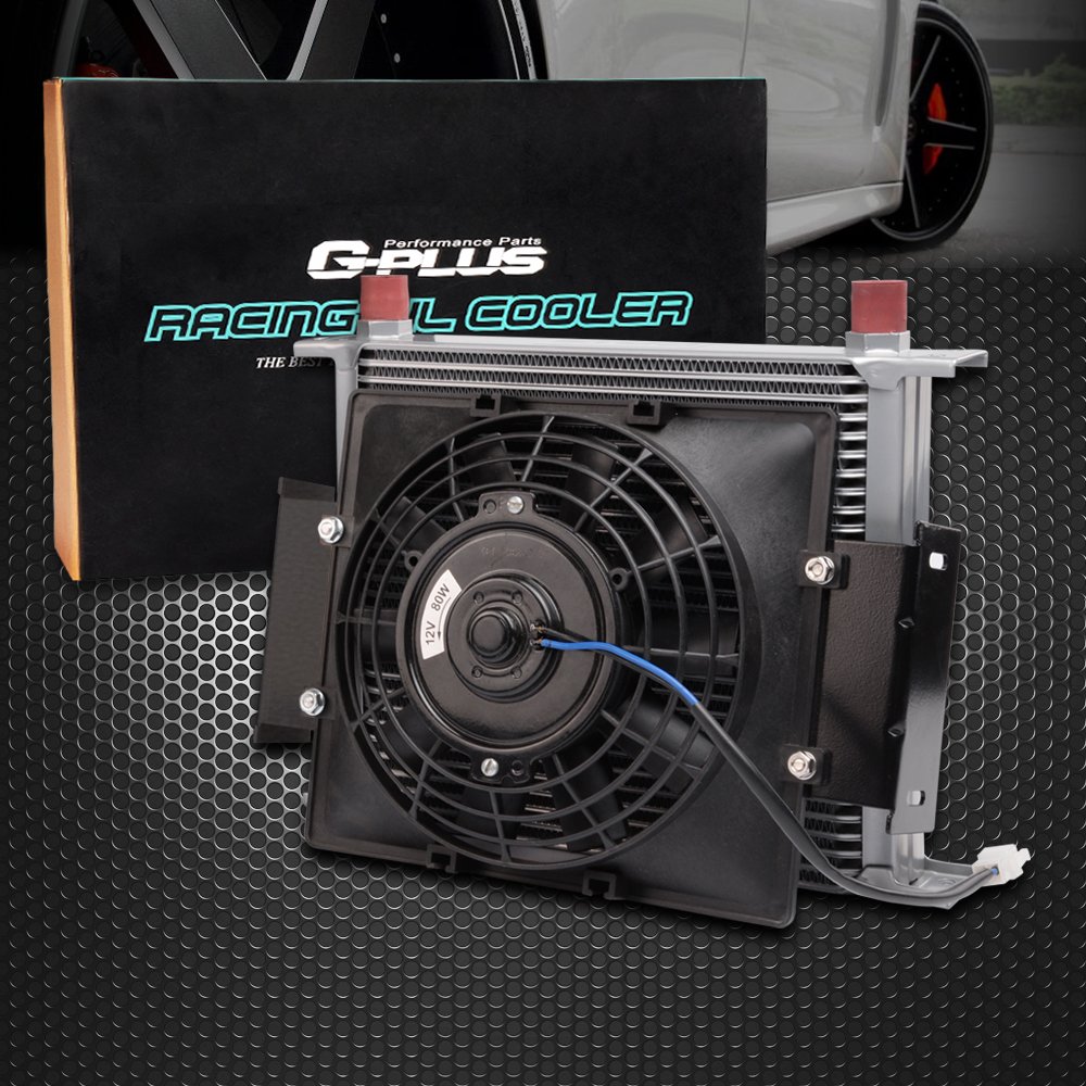 7" Fixed Cooling Fan + 30 Row 10AN Aluminum Universal Engine Transmission Oil Cooler Kit
