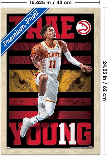 Vista 85 de Trends International NBA Atlanta Hawks - Póster de pared de Trae Young 20, 34 pulgadas de largo x 22.4 pulgadas, versión enmarcada en negro Versión