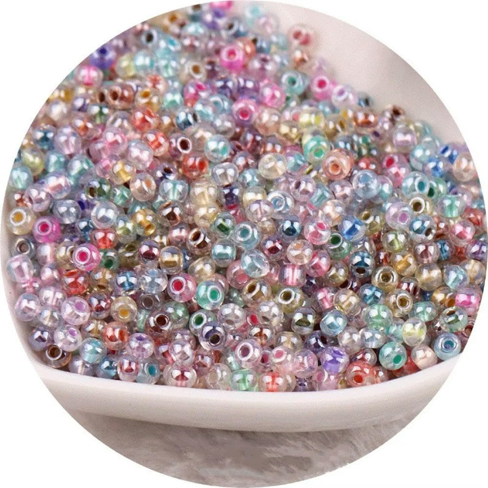 Cuentas de Vidrio teñidas checas de 2/3/4 mm, Cuentas de Cristal Transparente para Pulseras, Collares, joyería DIY, café Dorado, 30-2mm, 36000 Piezas