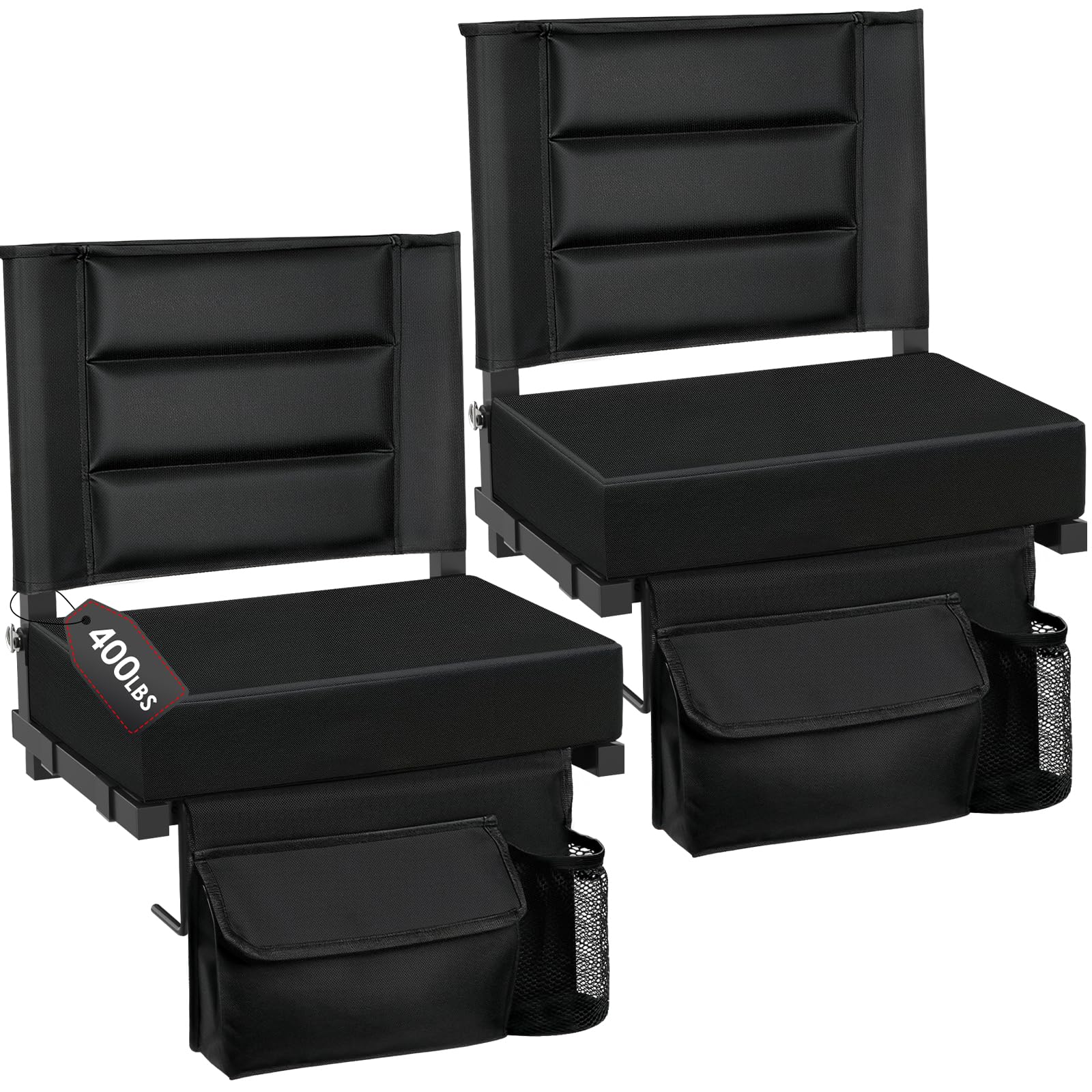 Stadium Seats with Back Support, Portable Bleacher Chair Thicker Cushion