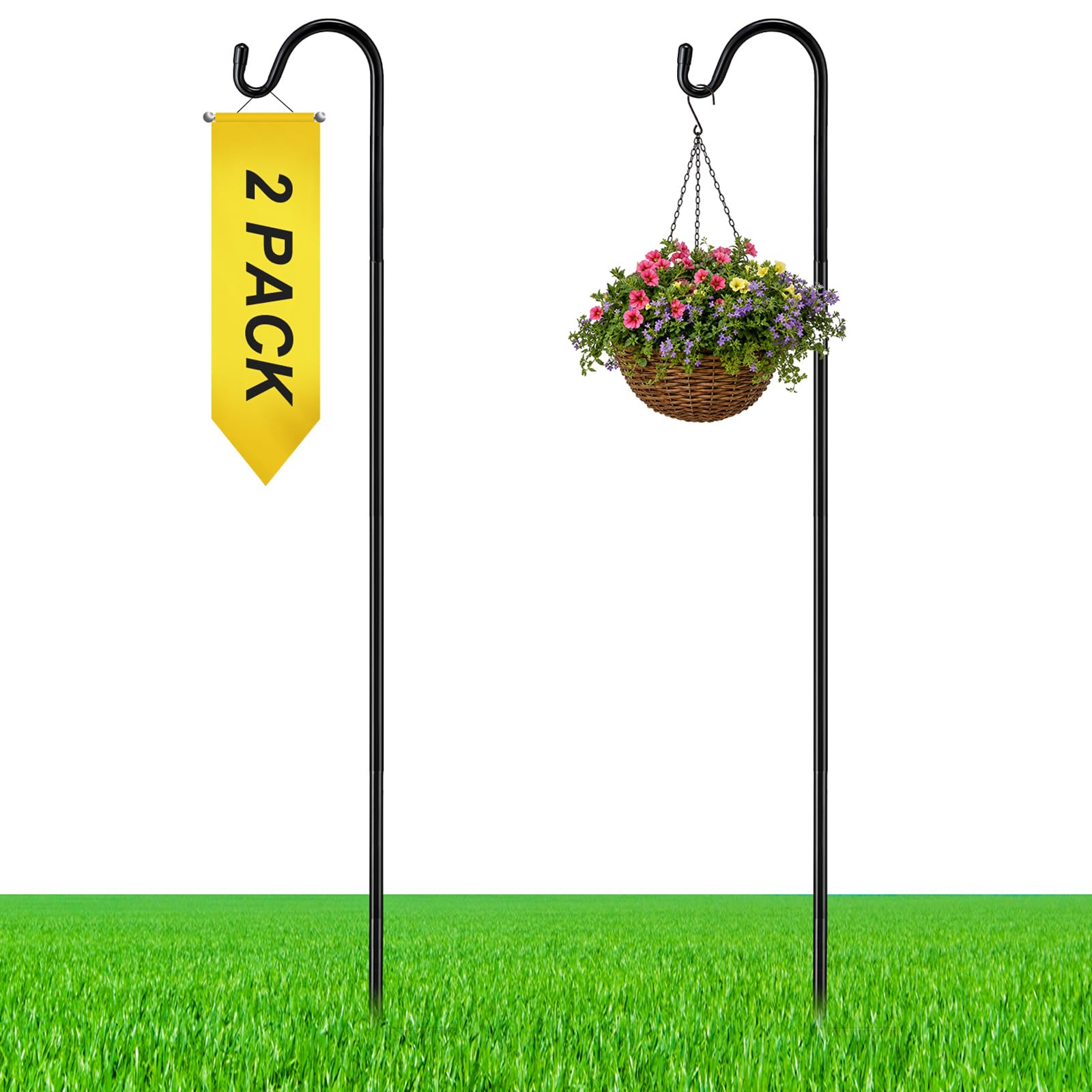 2 Pcs 72 Inch Shepherds Hook for Outdoor Adjustable Bird Feeder Pole