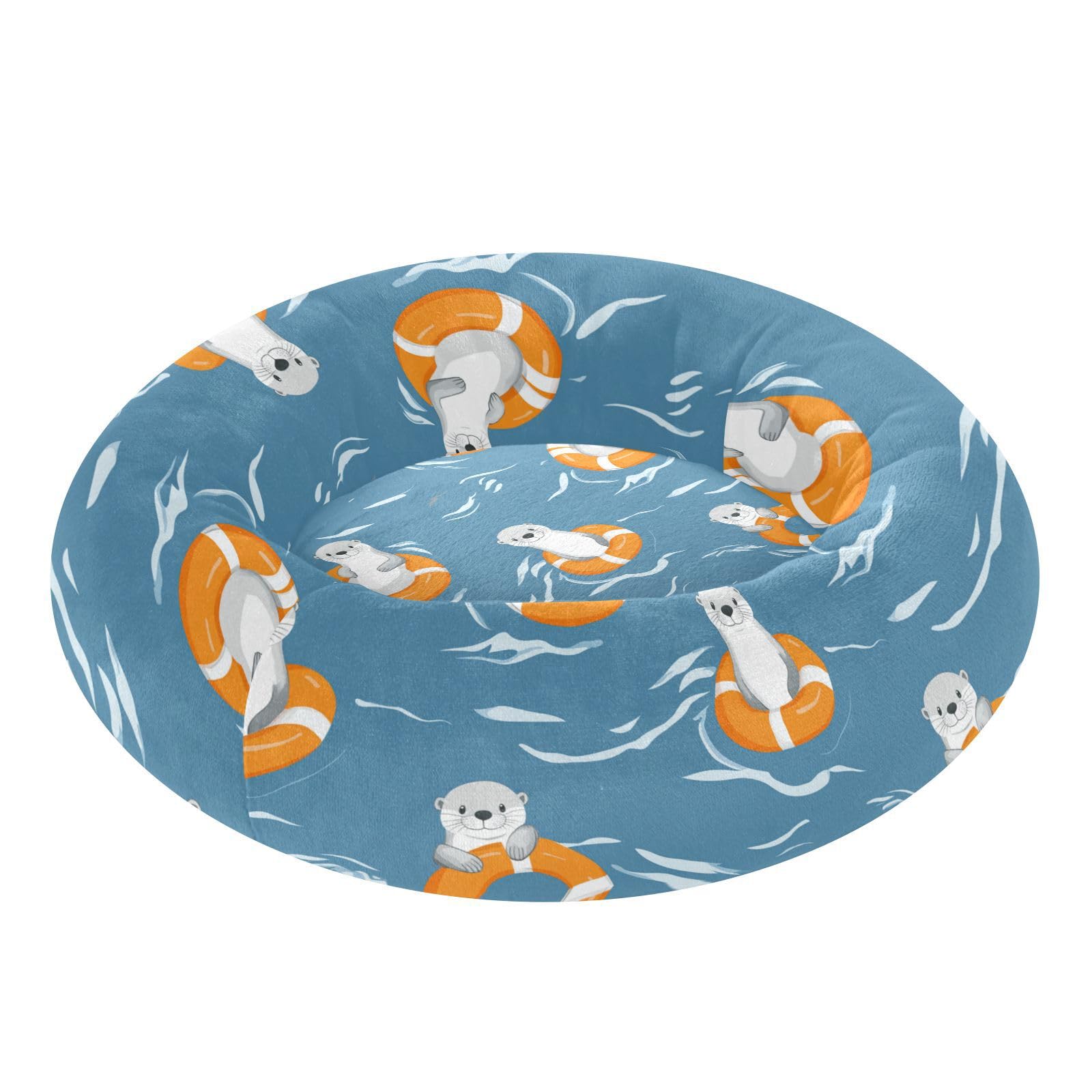 Coussin pour chat contre l'anxiété : le panier loutre bleu taille M pour apaiser votre animal