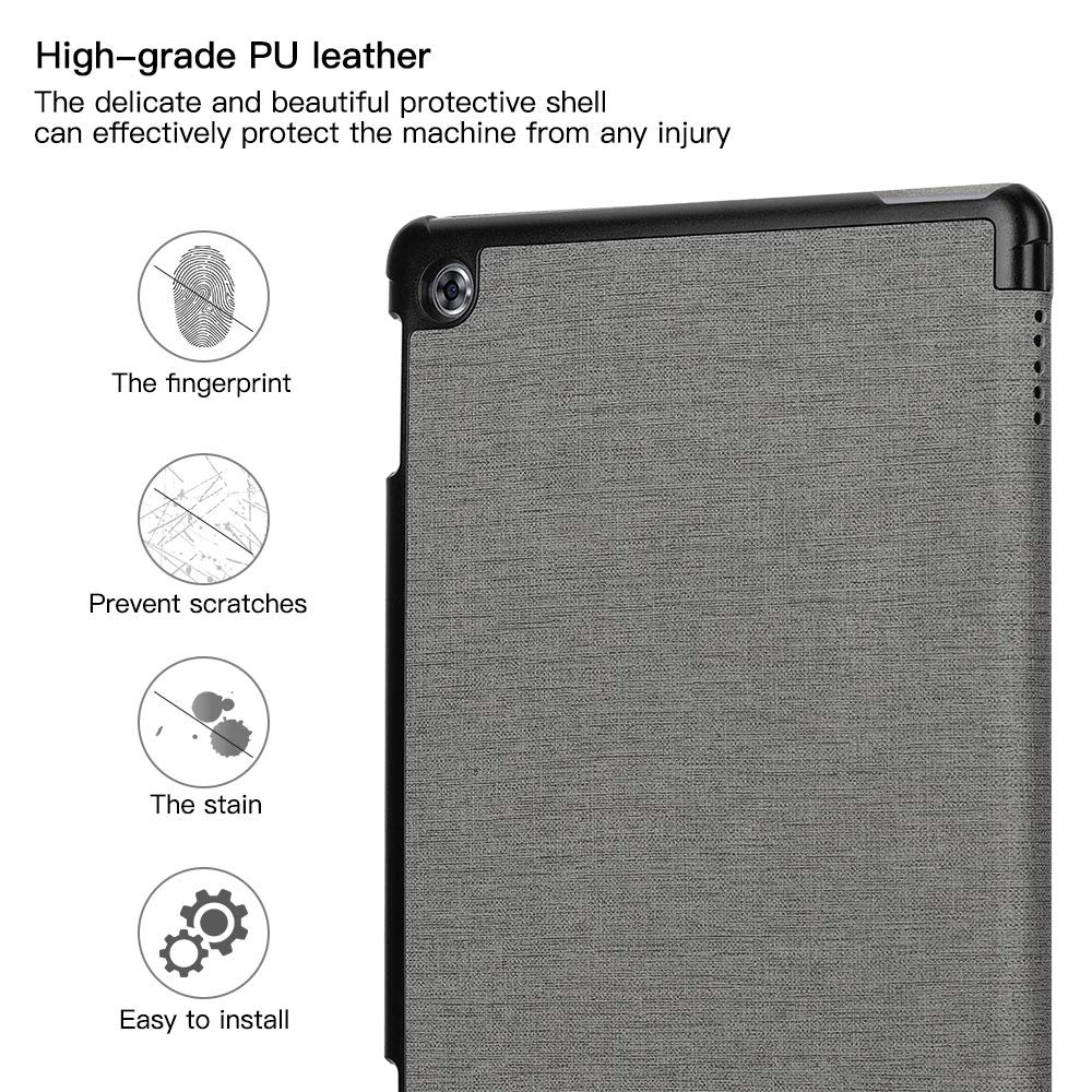 Foluu Custodia per Huawei MediaPad M5 Lite 10 da 10,1 pollici, sottile, leggera, con supporto in tre parti, in poliuretano, con funzione di accensione e spegnimento automatico, chiusura magnetica, per