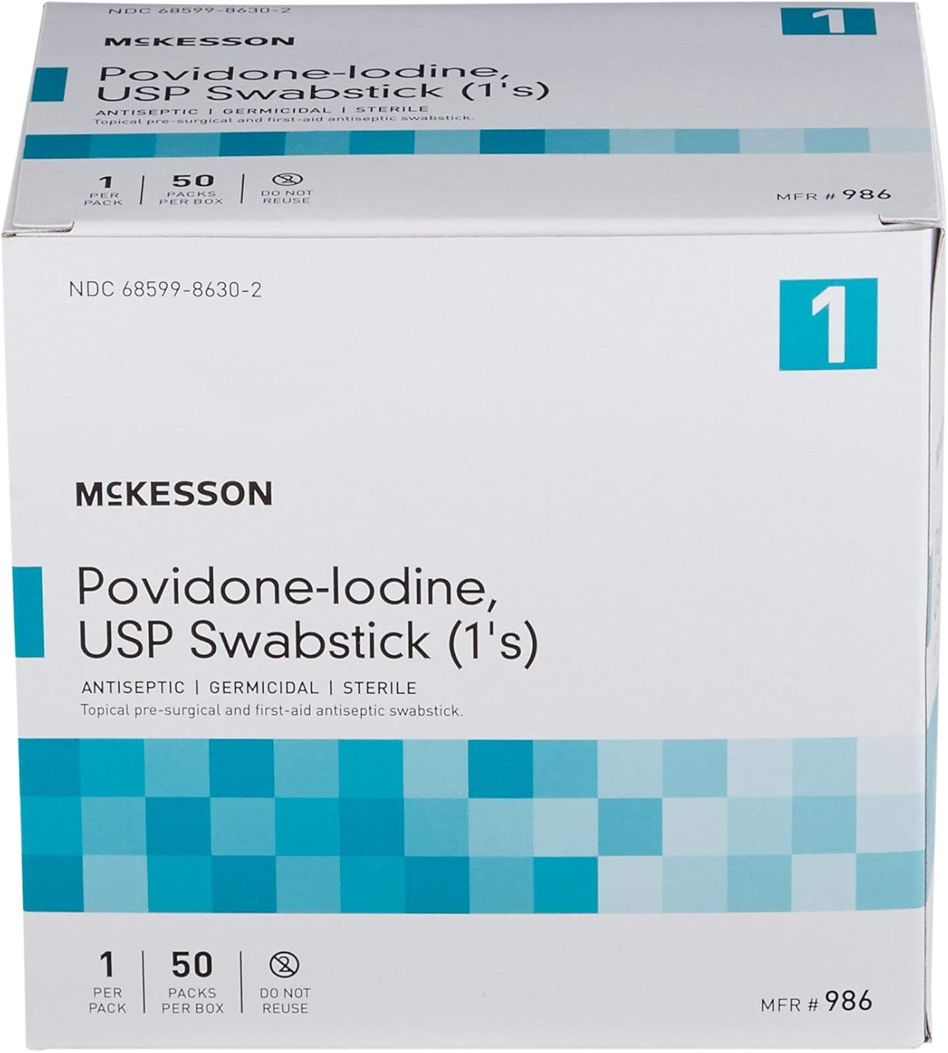 McKesson Povidone-Iodine Impregnated Swab Stick, Sterile - 4 in, 50 Sticks, 1 Pack : Industrial & Scientific