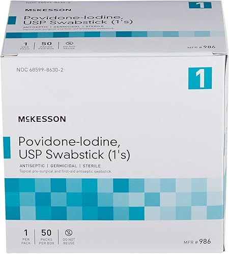 Miniatura 9 de McKesson Povidona yodo 10% hisopos en barra [50 varillas] hisopos estériles, prequirúrgicos tópicos y primeros auxilios