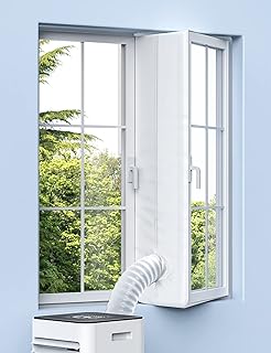 Air Conditioner Window Kit, Window Seal Anti-Mosquito Waterproof Wind Resistant No Drilling with Zip and Adhesive Fastener for Portable Air Conditioner, Tumble Dryer and Hot Air Stop, 400cm/158 Inch