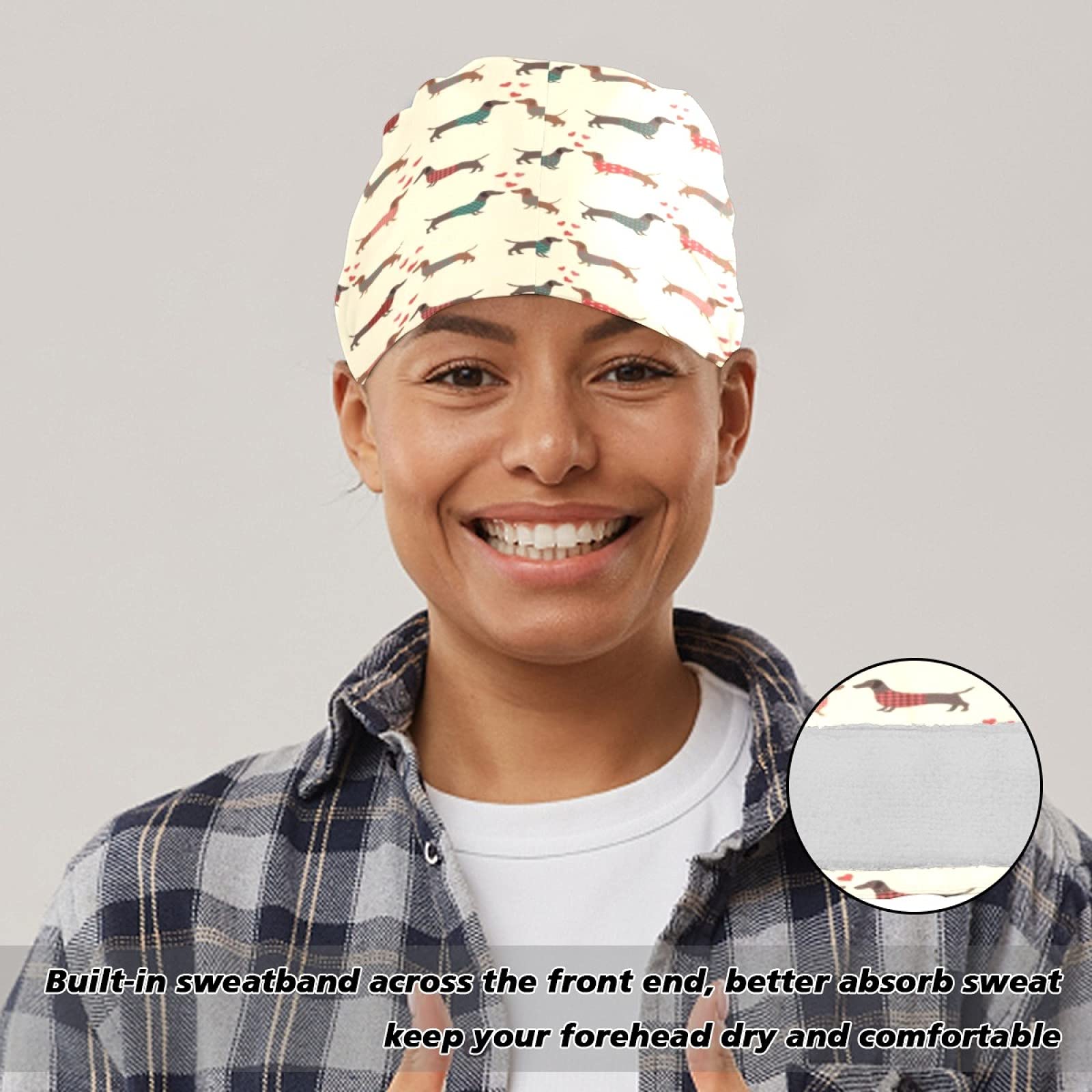Cappello da lavoro da donna regolabile con bottoni a fascia per sudore