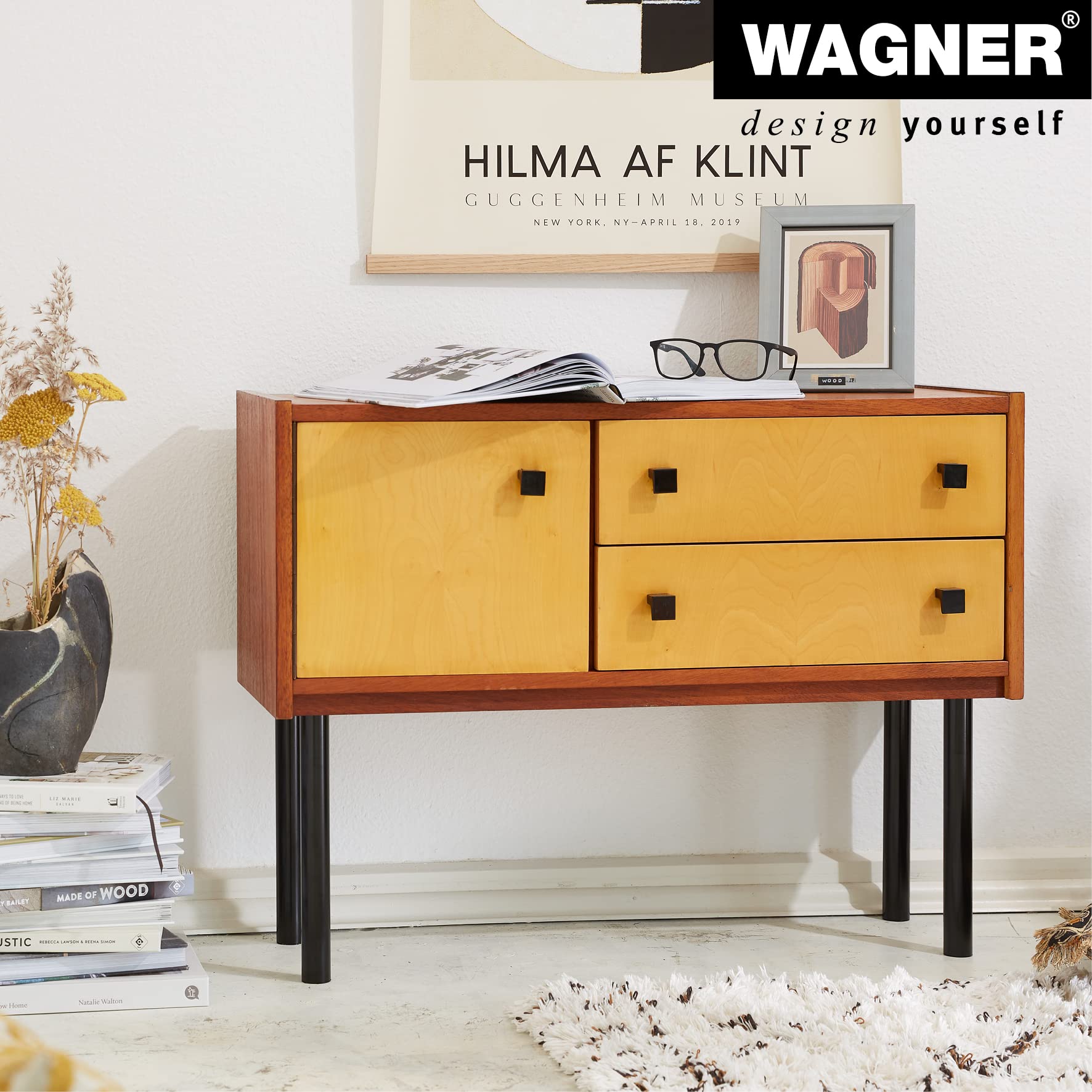 WAGNER Classic Retro 12103001 Furniture Leg Diameter 30 x 300 mm Integrated Screw-On Plate 60 x 60 mm Internal Thread Diameter 10 mm Powder-Coated Steel Black - Image 3