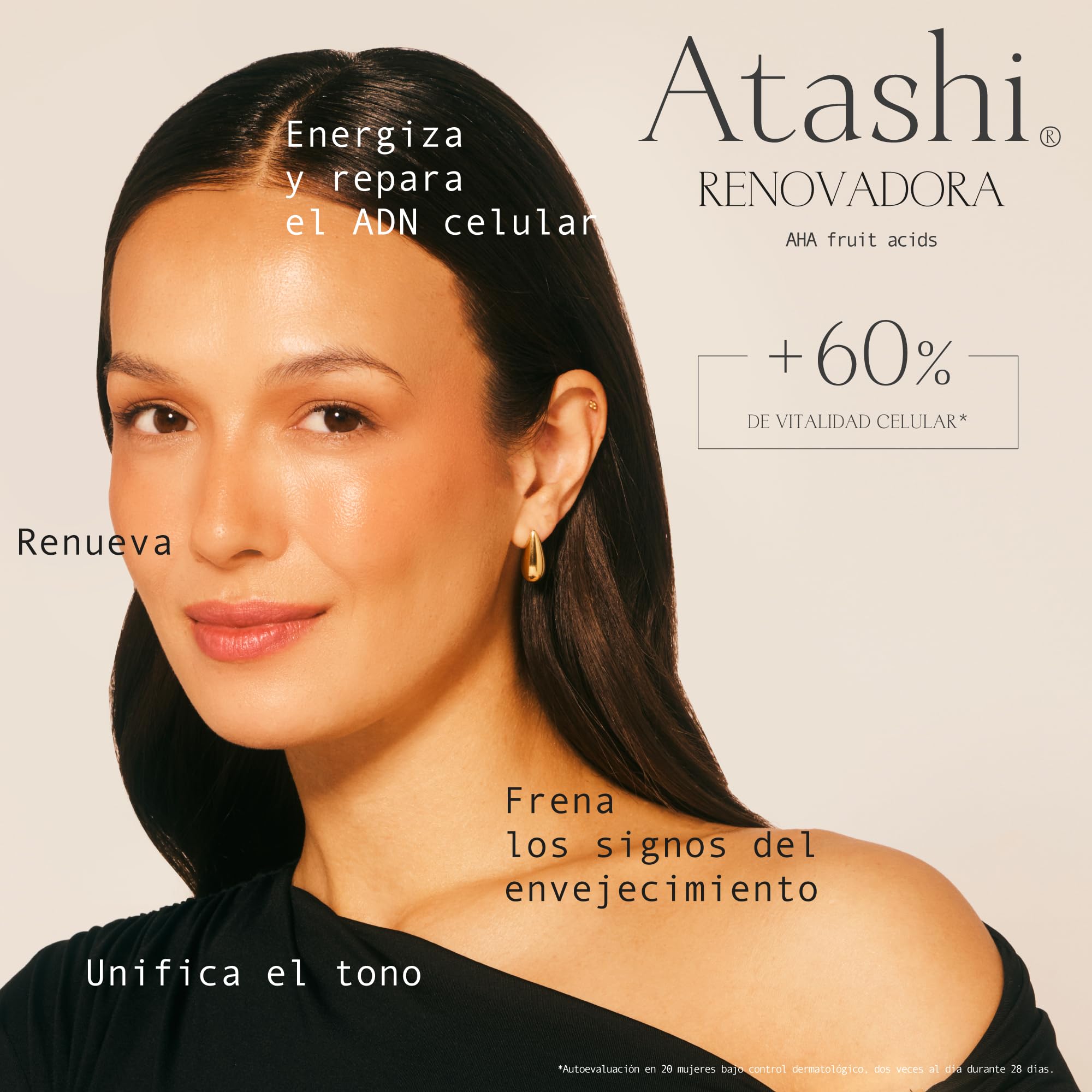 Atashi Antiedad Crema Renovadora AHA Fruit Acids Renovación y Luminosidad | Ayuda a renovar la piel, reducir arrugas profundas, afinar el aspecto de los poros y unificar el tono, 50 ml