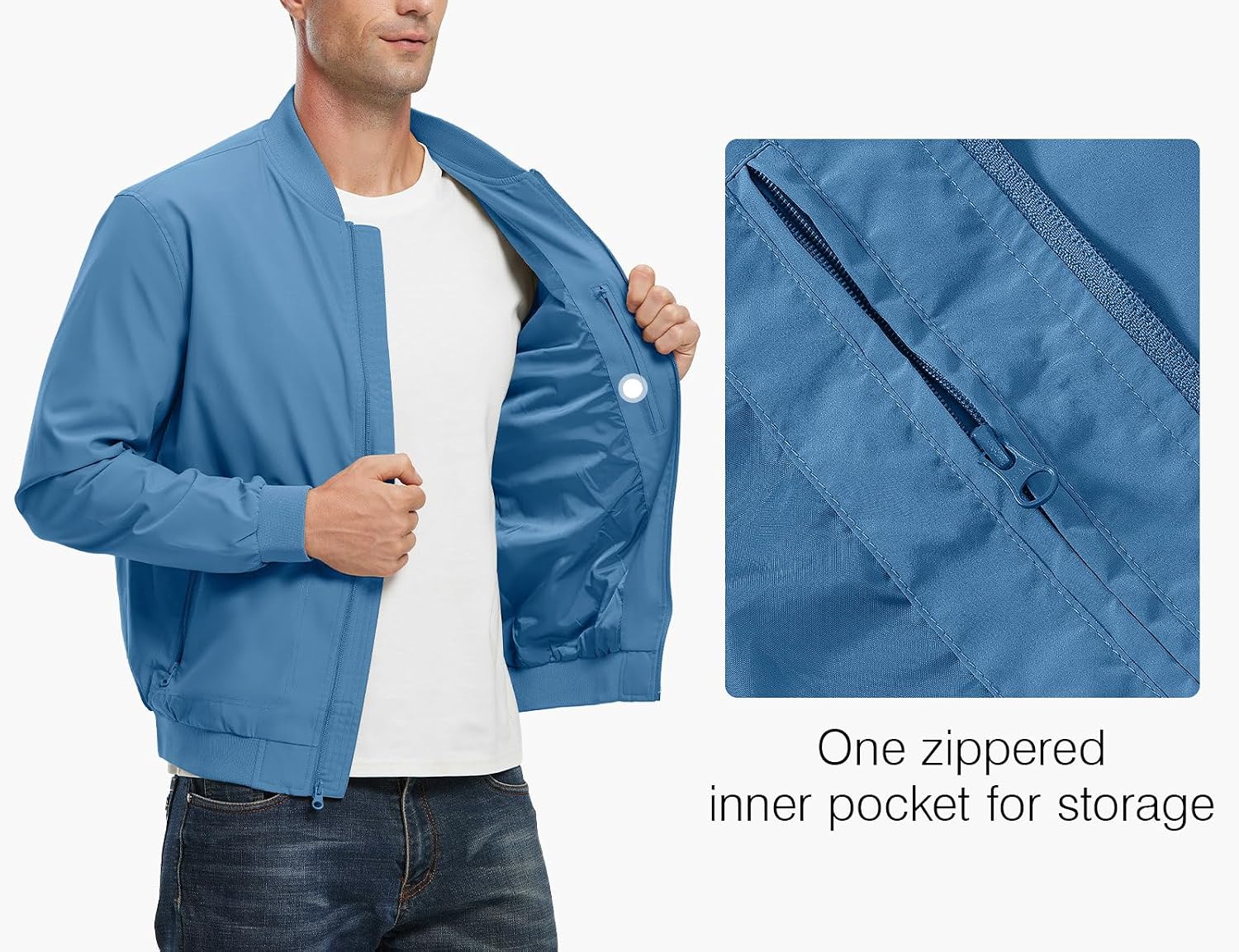  Men's Lightweight Bomber Jacket Causal Fashion Stylish Windbreaker Light Jacket thumbnail