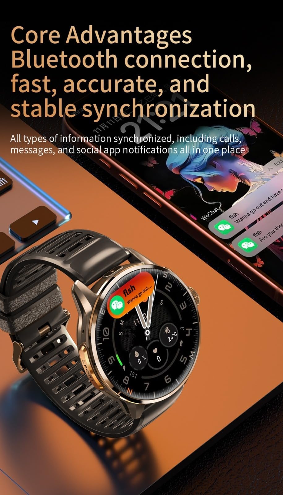 Reloj inteligente con SIM 4G para hombre - Pantalla redonda de 1,39 pulgadas, cámara doble, función NFC, impermeable IP67, gran regalo