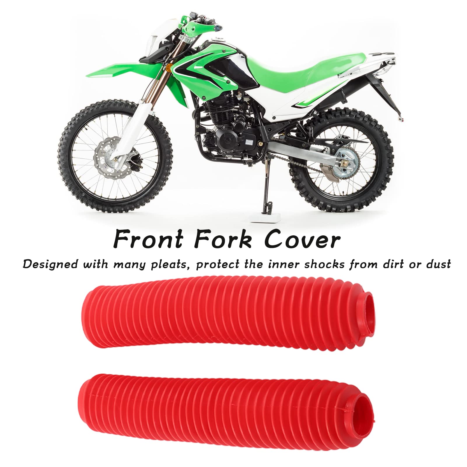 OUKENS Cache Poussière Fourche Moto, Paire De GuêTres De Protection Contre La PoussièRe Pour Fourche Avant De Moto Pour SUZUKI RM125 DR250 DRZ400 400(rouge)