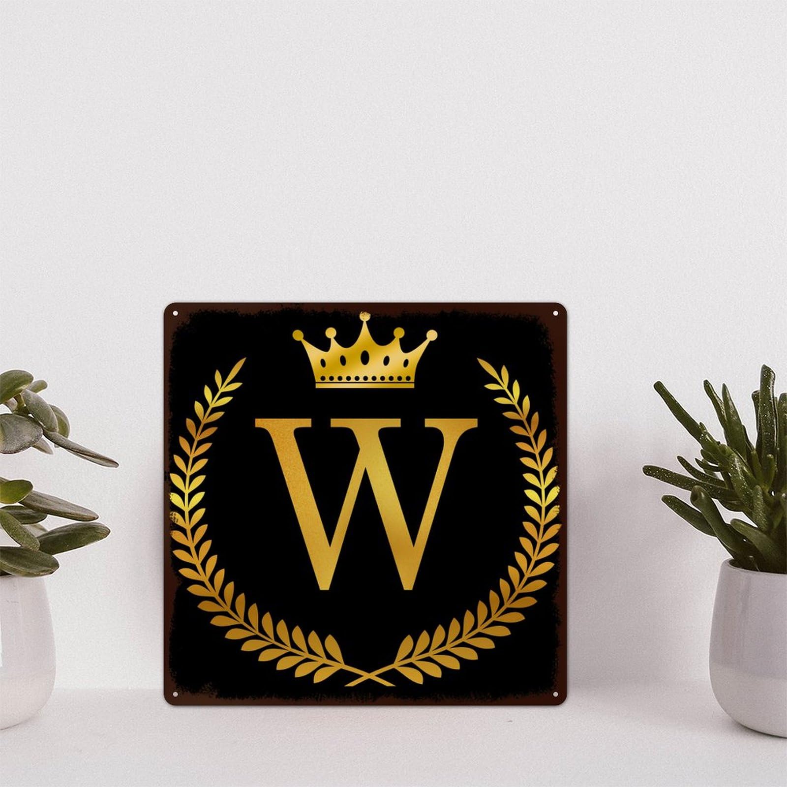 Amazon.com: Gold Wreath Alphabet Letter W Rustic Wall Decor Tin