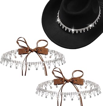 2Pcs Rhinestone Cowboy Hat Band for Women