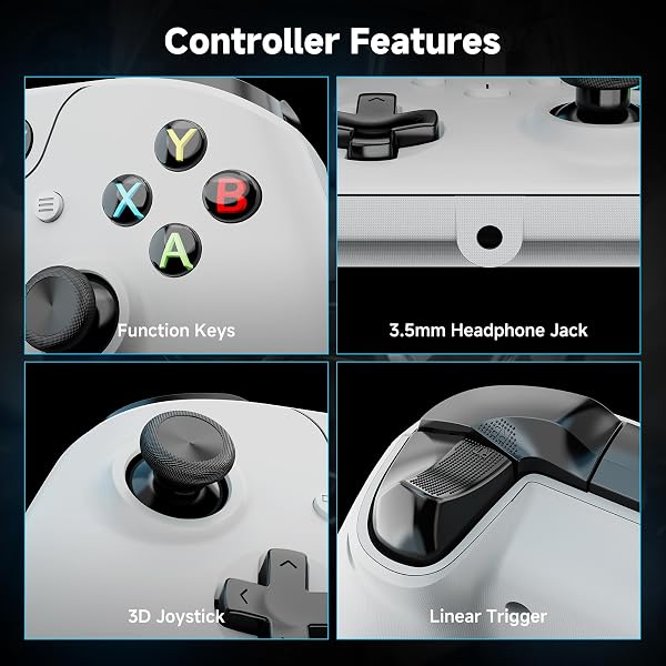 YCCTEAM Wired Controller for Xbox One, Wired Xbox one USB Gamepad Controller Compatible with Xbox One/S/X/PC Windows 10/11 with 3.5mm Headset Audio Jack(White) - 5