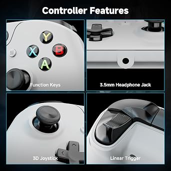 YCCTEAM Wired Controller for Xbox One, Wired Xbox one USB Gamepad Controller Compatible with Xbox One/S/X/PC Windows 10/11 with 3.5mm Headset Audio Jack(White)