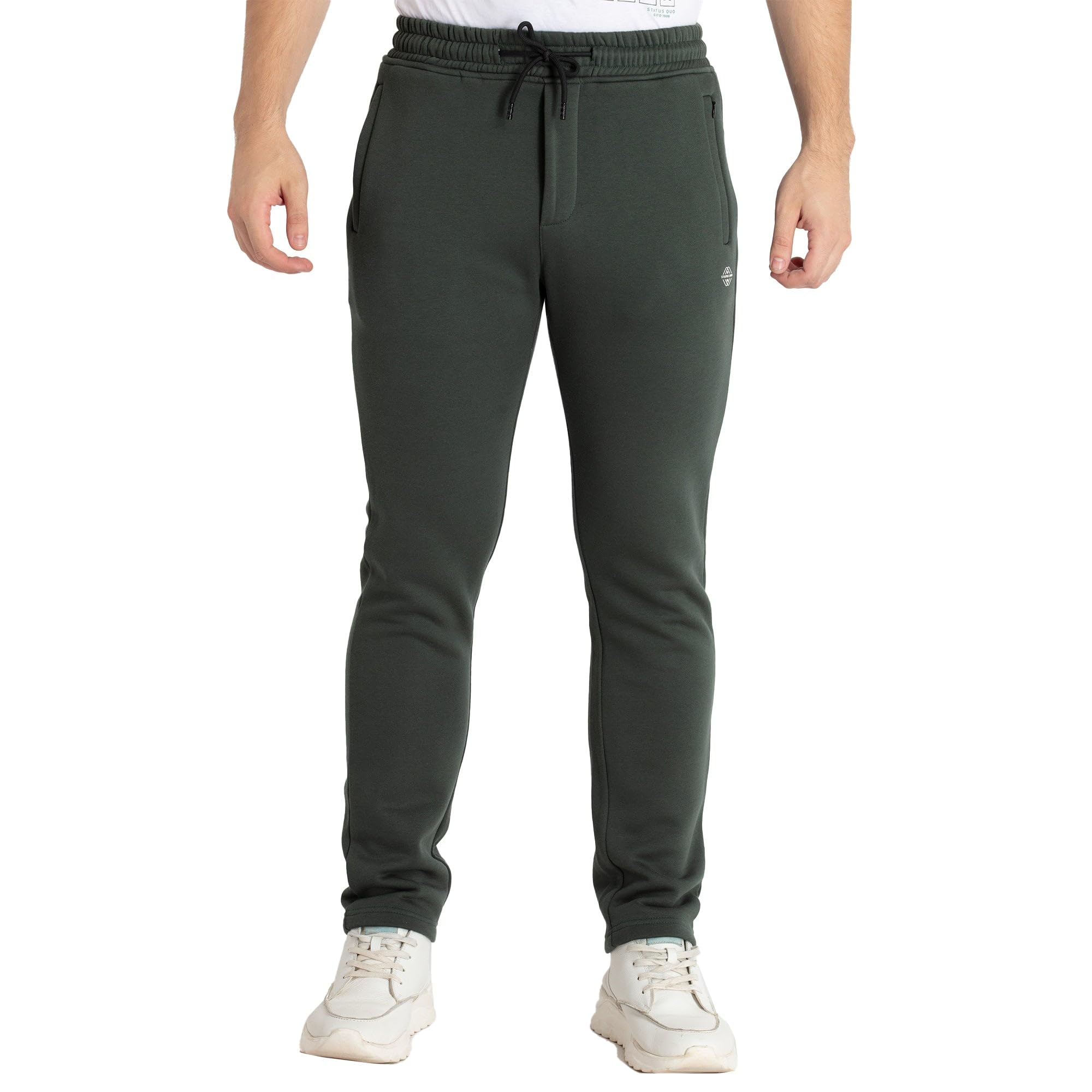 status quo Men's Solid Regular Fit Fleece Trackpant with Drawstring Waist with Logo-picture-25