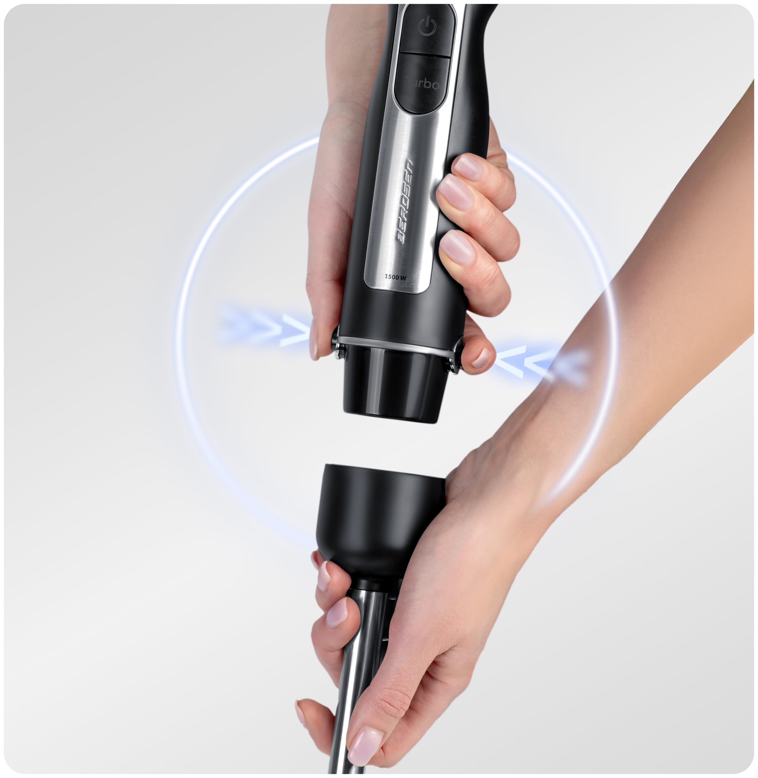 Berdsen Frullatore a immersione manuale Frullatore ad immersione 1500W Multifunzionale con accessori Funzione Turbo 800 ml Acciaio Plastica Grigio Nero