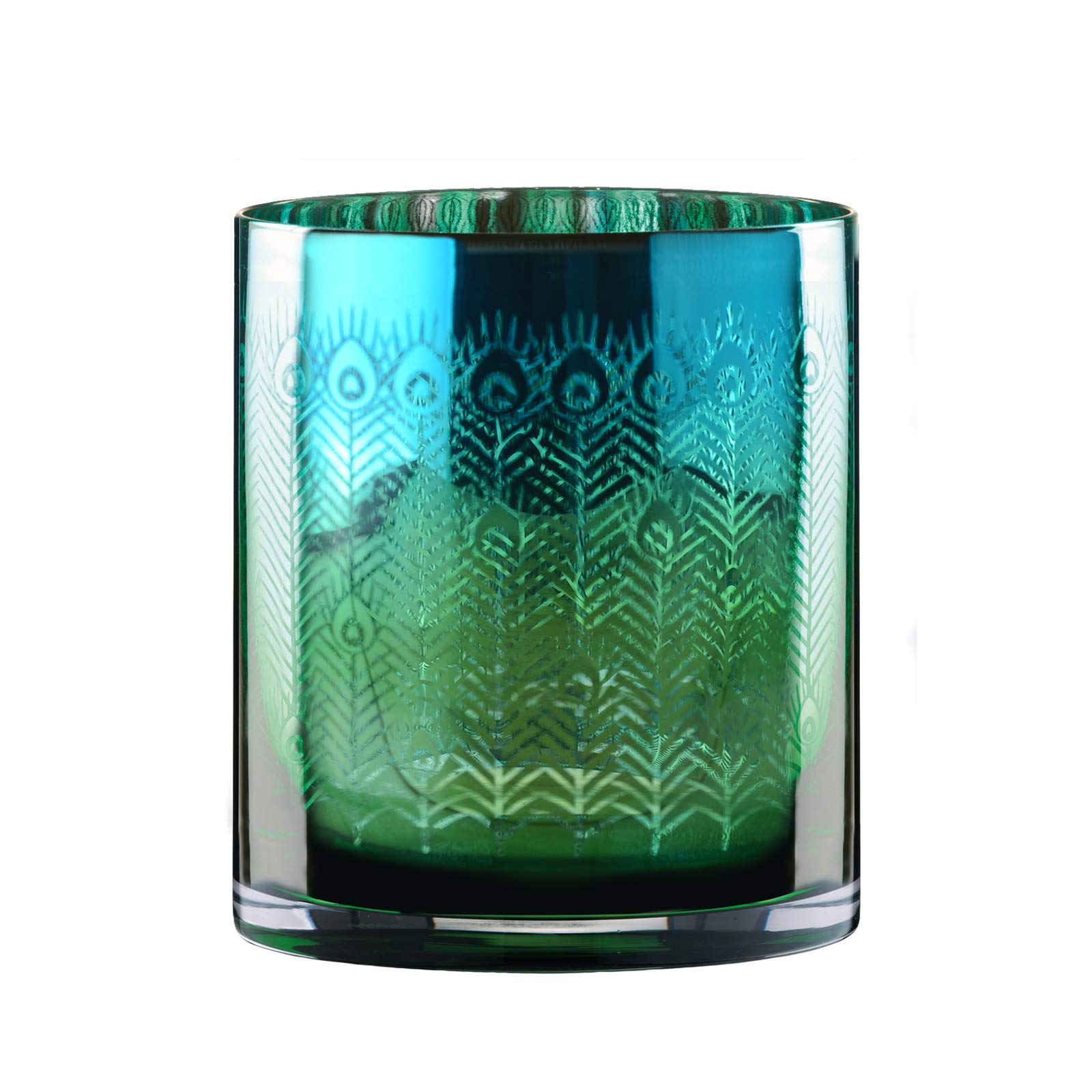 Artland - Peacock Hurricane Lamp, Multi-Coloured Candle Lamp - Handcrafted and Mouth Blown - Multicolour Design, Home Decorations