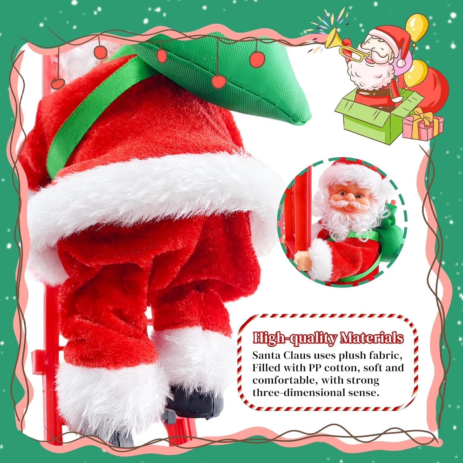 LED Kerstverlichting Santa Met Ladder - USB Aangedreven Klimmende Kerstman Voor Binnen Buiten