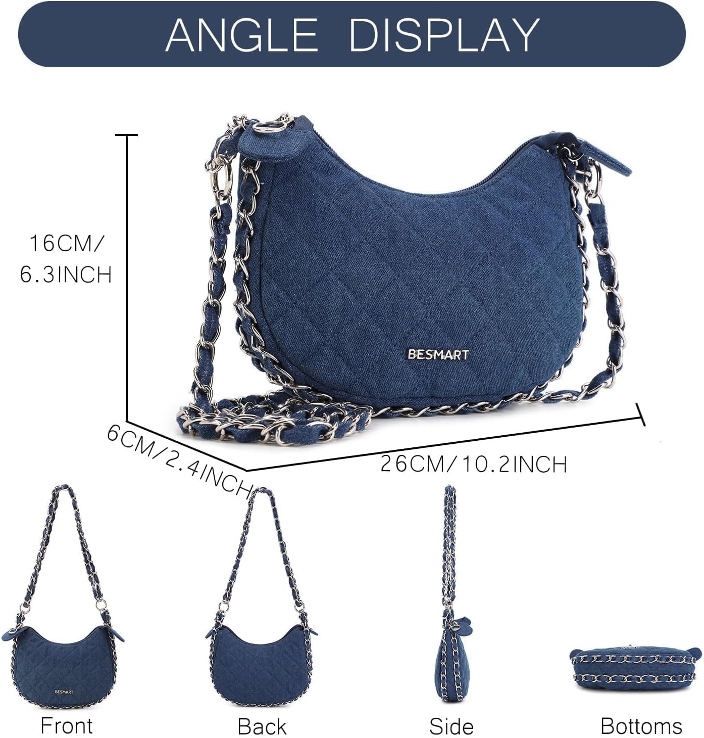BESMART Denim Crossbody Bag Quilted Shoulder Bags for Women - Image 5