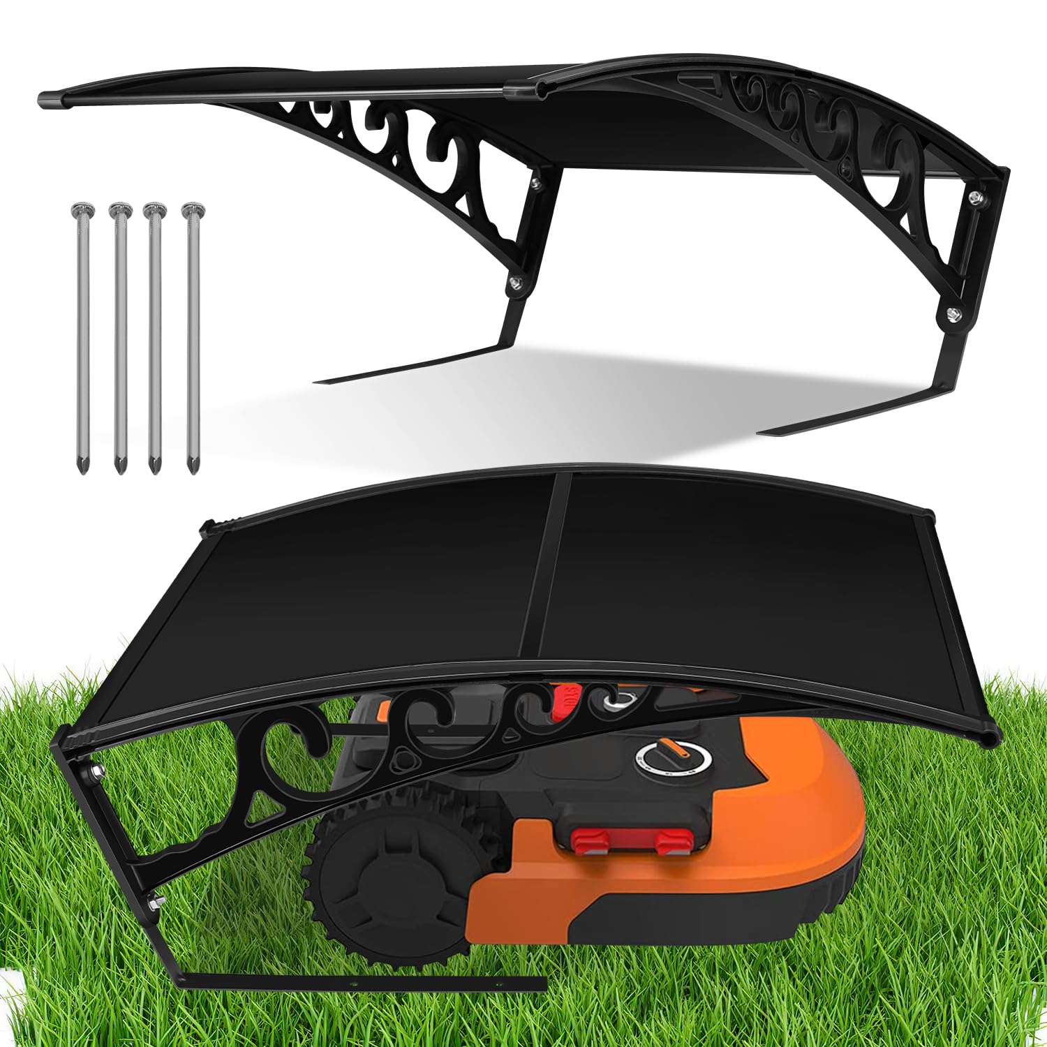 Eulenke Tettoia per tosaerba robot, protezione per tutte le stagioni per tosaerba robot, 106 x 87 x 50 cm, garage protetto dai raggi UV per tosaerba robot, nero