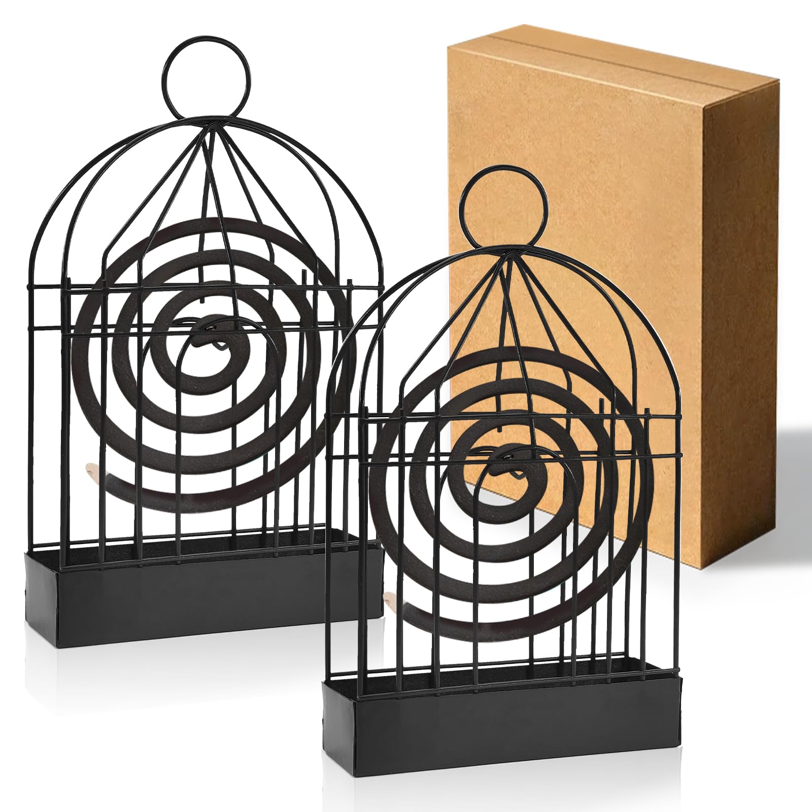 gaoduanluoluo 2 Pieces Mosquito Coil Holder, Bird Cage Mosquito Spiral Holder, Metal Mosquito Coil Holder, Portable Mosquito Coil Holder for Living Room, Bedroom, Kitchen, Office