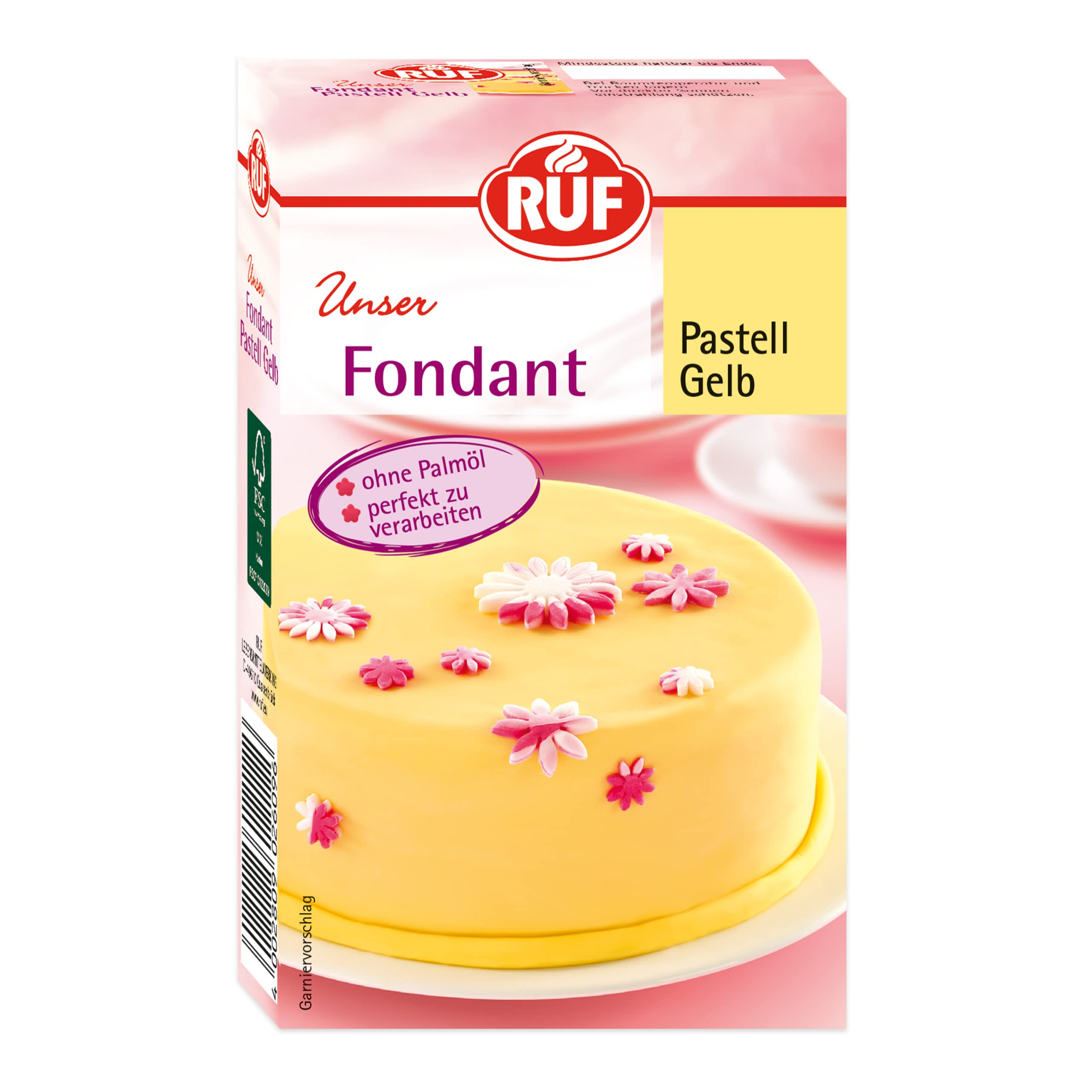 RUF Fondant Gelb, zum Formen von Figuren, Blumen und Buchstaben geeignet, Modellierfondant, Rollfondant, ohne Palmöl, glutenfrei & vegan, 250g