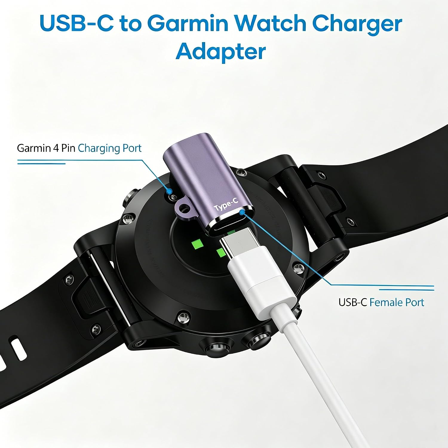 USB C to Garmin Watch Charger Cable Adapter 3-Pack,Type-C Charging Adapter for Garmin Fenix 8/7/7X/7S/6,Vivoactive 5/4S,Venu 3/3S/2S/SQ,Forerunner 165/965/955/945/265/55/45 (Purple)
