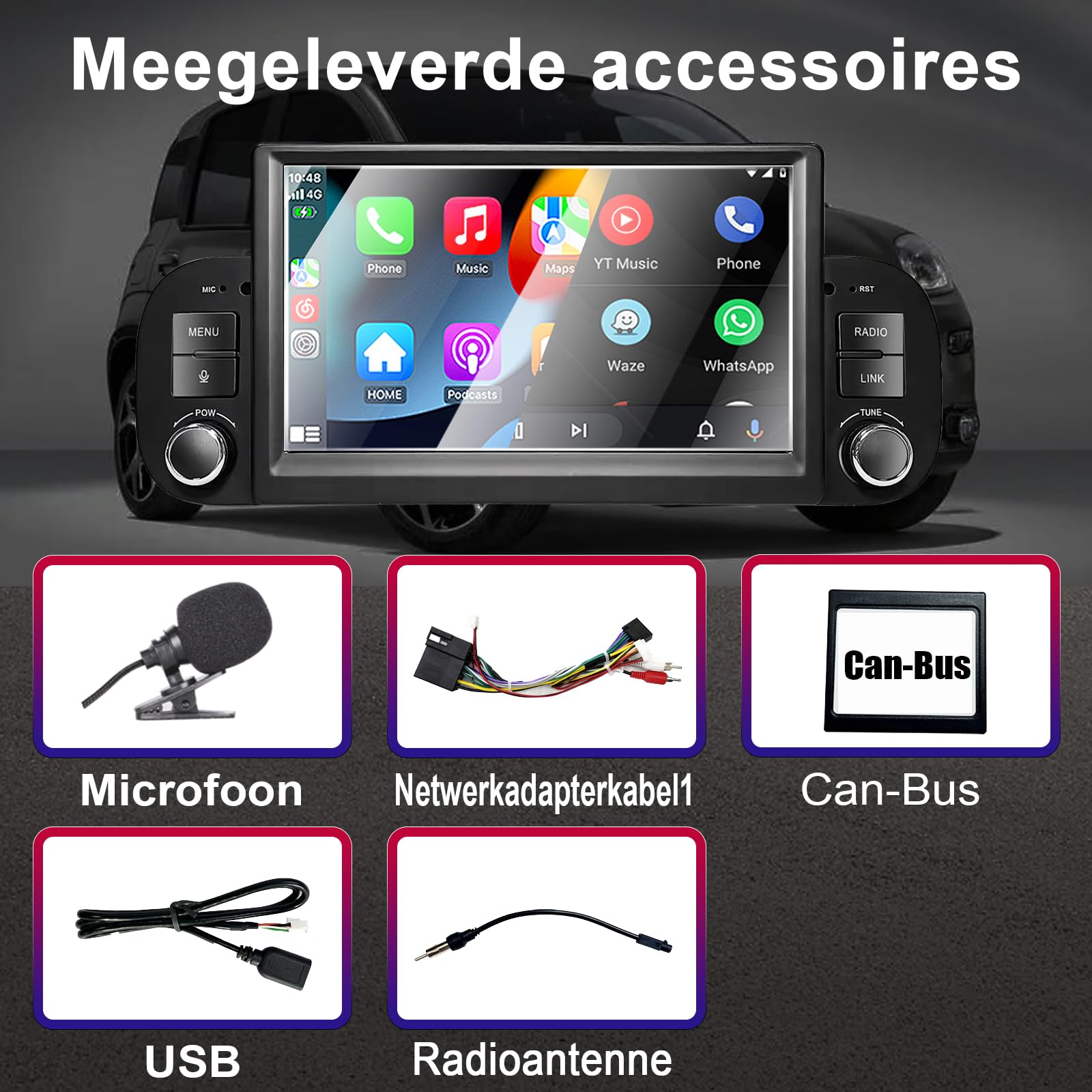 Autoradio per Fiat Panda 2013-2020 Compatibile Wireless Carplay/Android Auto, Fiat Panda Radio da 7 pollici con Touchscreen/Bluetooth/FM/AM/USB/DSP/RDS/Mirror Link