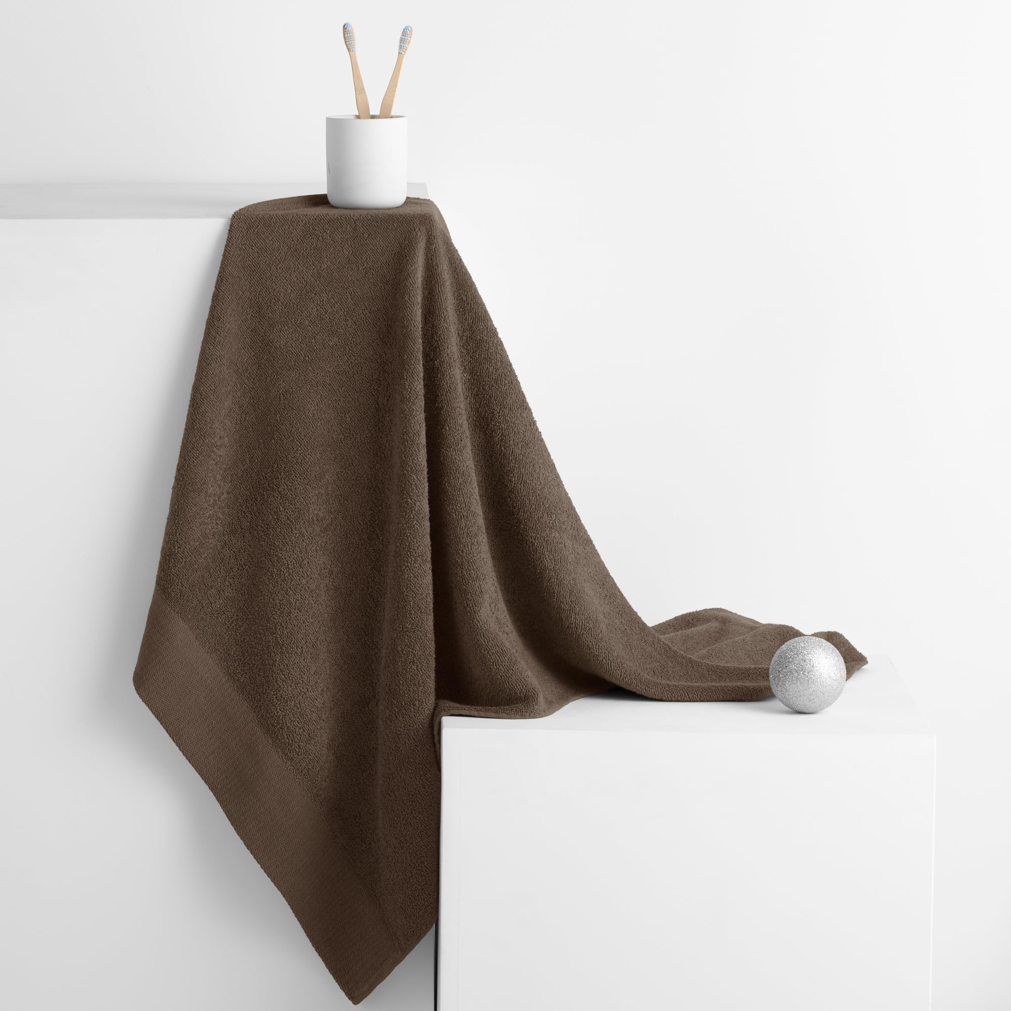 AmeliaHome Toalla para Invitados 30 x 50 cm 100% Algodón Absorbente Marrón