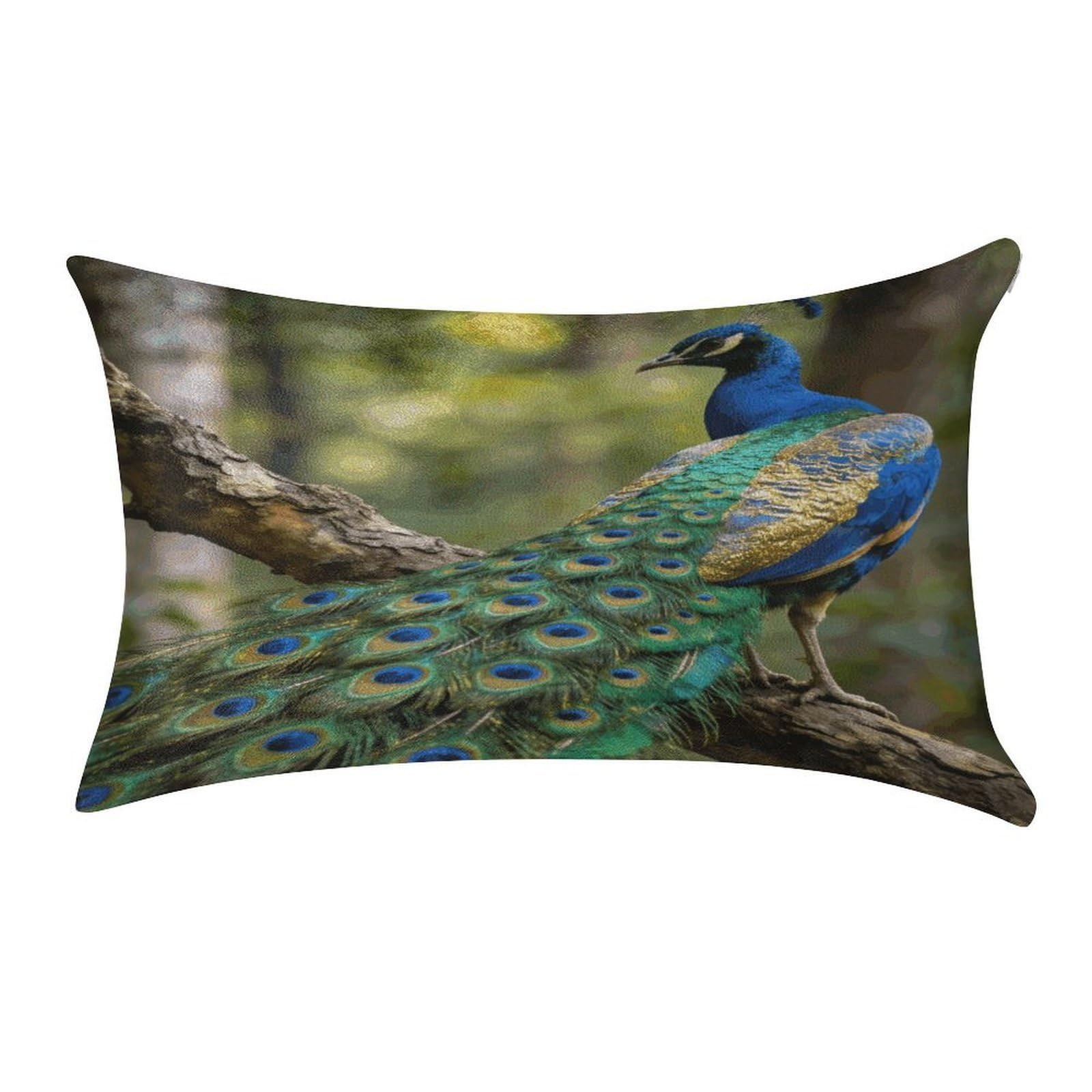 Fodpand Style Colorful Peacock On A Tree Branch Pillowcase,Elegant Designed Home Decor,Velvet Pillowcase,Soft And Cozy,Pillow Case Cover With Hidden Zipper For Bedroom, Sofa, Couch