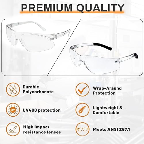 Miniatura 3 de Anteojos de seguridad para hombres y mujeres, ANSI Z87.1, gafas de protección UV, gafas de seguridad tintadas, gafas de laboratorio a granel