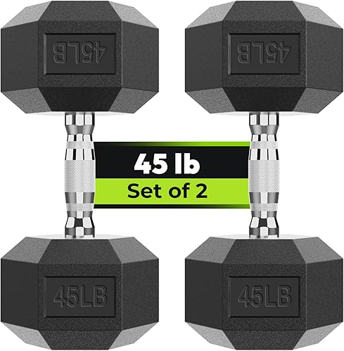 Miniatura 13 de Juego de 2 mancuernas hexagonales de 2.5 a 65 libras con revestimiento de goma, mancuernas para ejercicio y fitness, peso de mano para entrenamiento