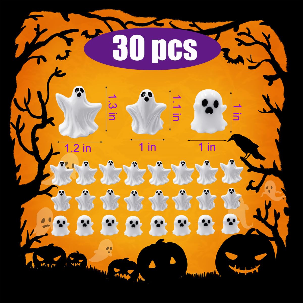 Lot de 2 figurines squelettes lumineuses en résine avec lumière LED pour décoration d'Halloween
