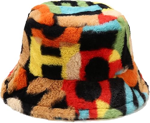 Miniatura 5 de Sombrero de pescador de piel sintética de felpa mullida, gorro cálido para mujer