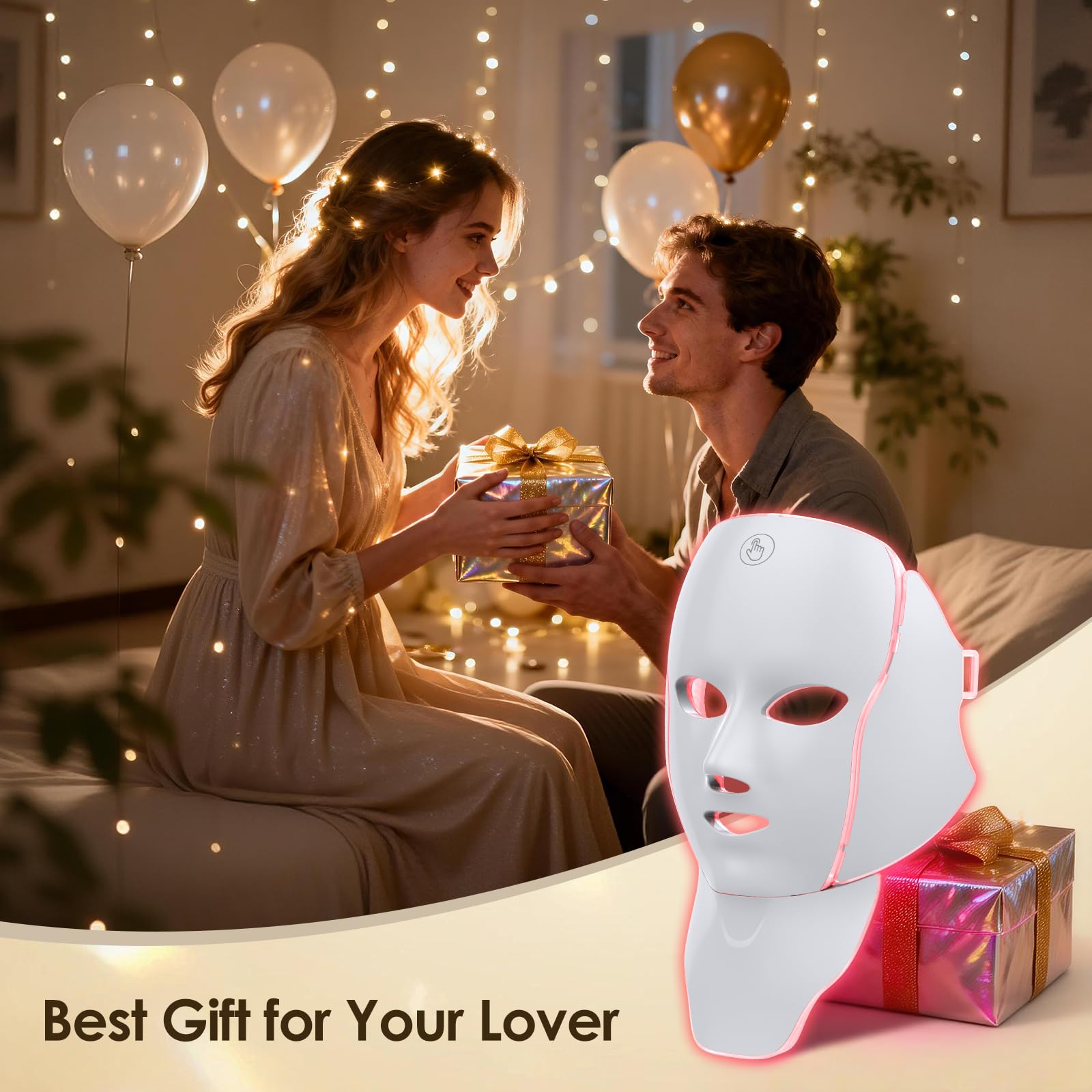Red Light Therapy Mask for Face,7 Custom Modes for Home Use Travel Yoga