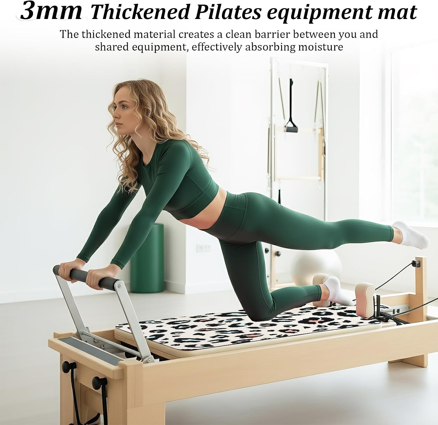 Anti-Skid Pilates Reformer Mat with Black Bag, 3mm Thick Pilates Mat Cover image 4